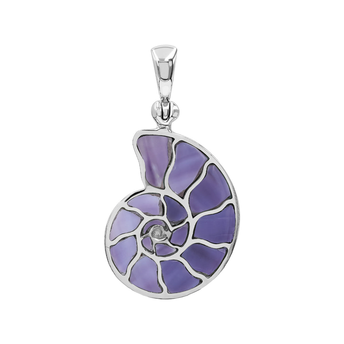 Starborn Gemstones Inlay Nautilus Ammonite Pendant in Sterling Silver