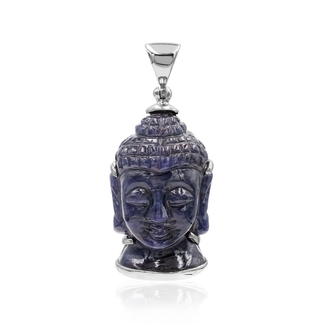 Pendentif tête de Bouddha en sodalite sculptée Starborn en argent sterling
