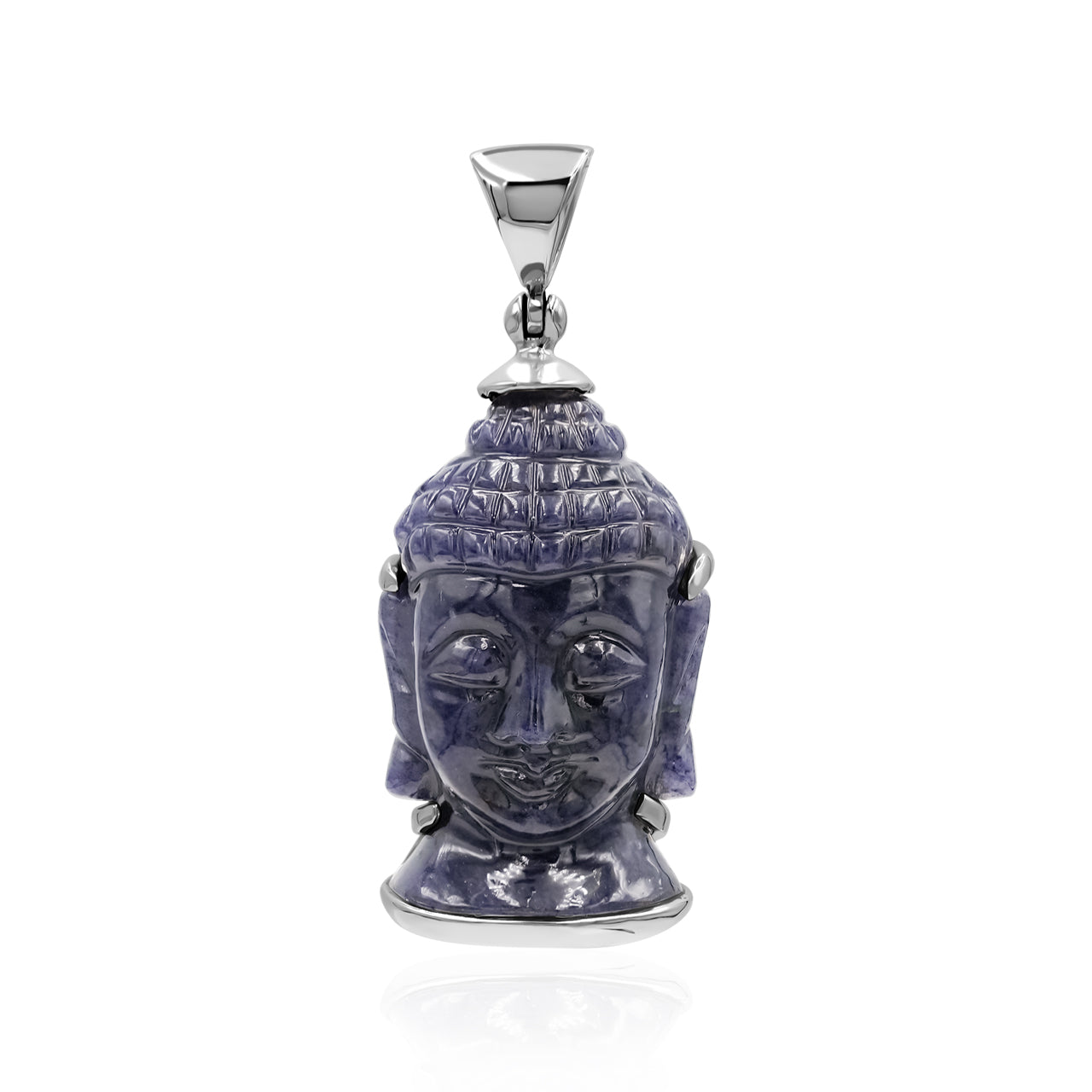Pendentif tête de Bouddha en sodalite sculptée Starborn en argent sterling