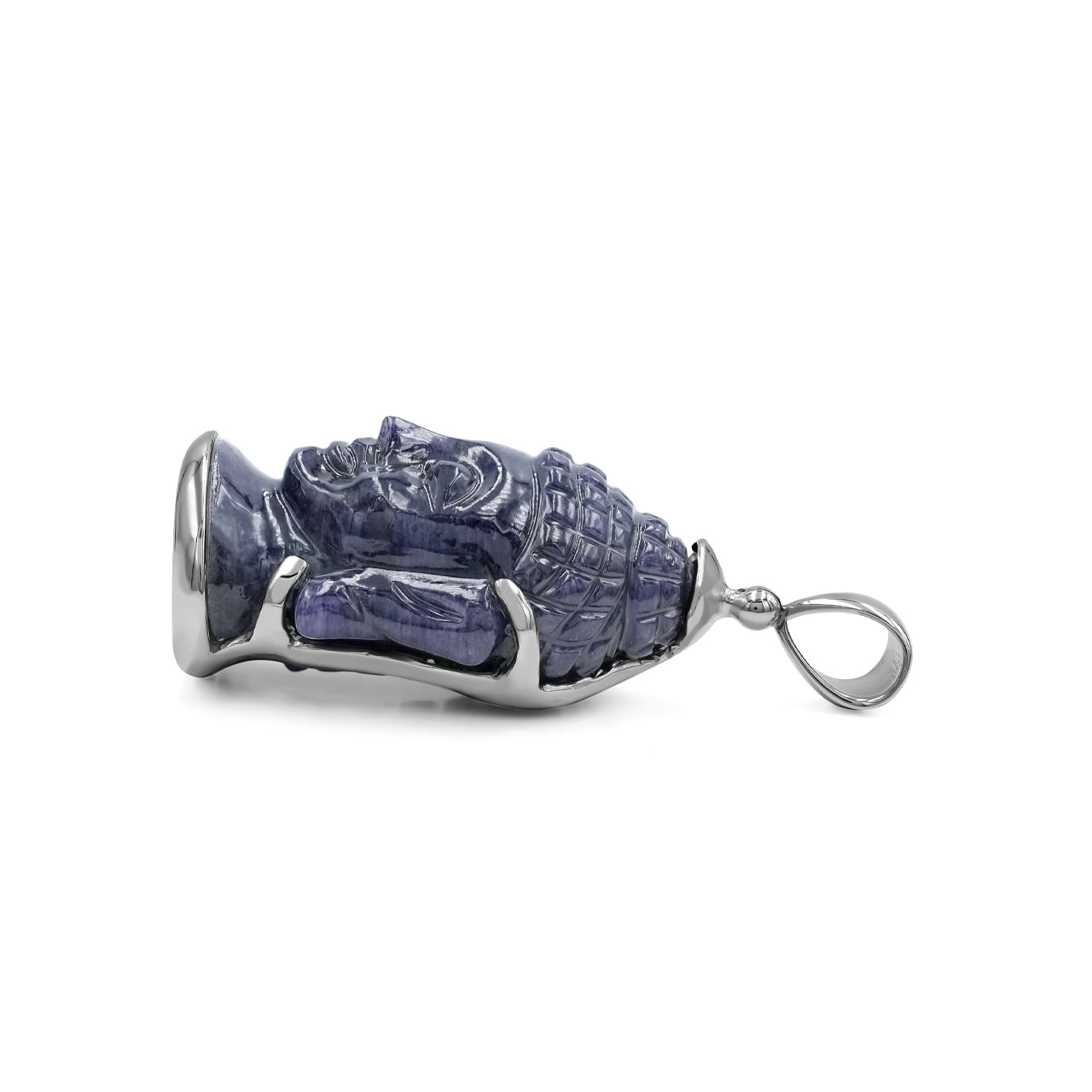Pendentif tête de Bouddha en sodalite sculptée Starborn en argent sterling