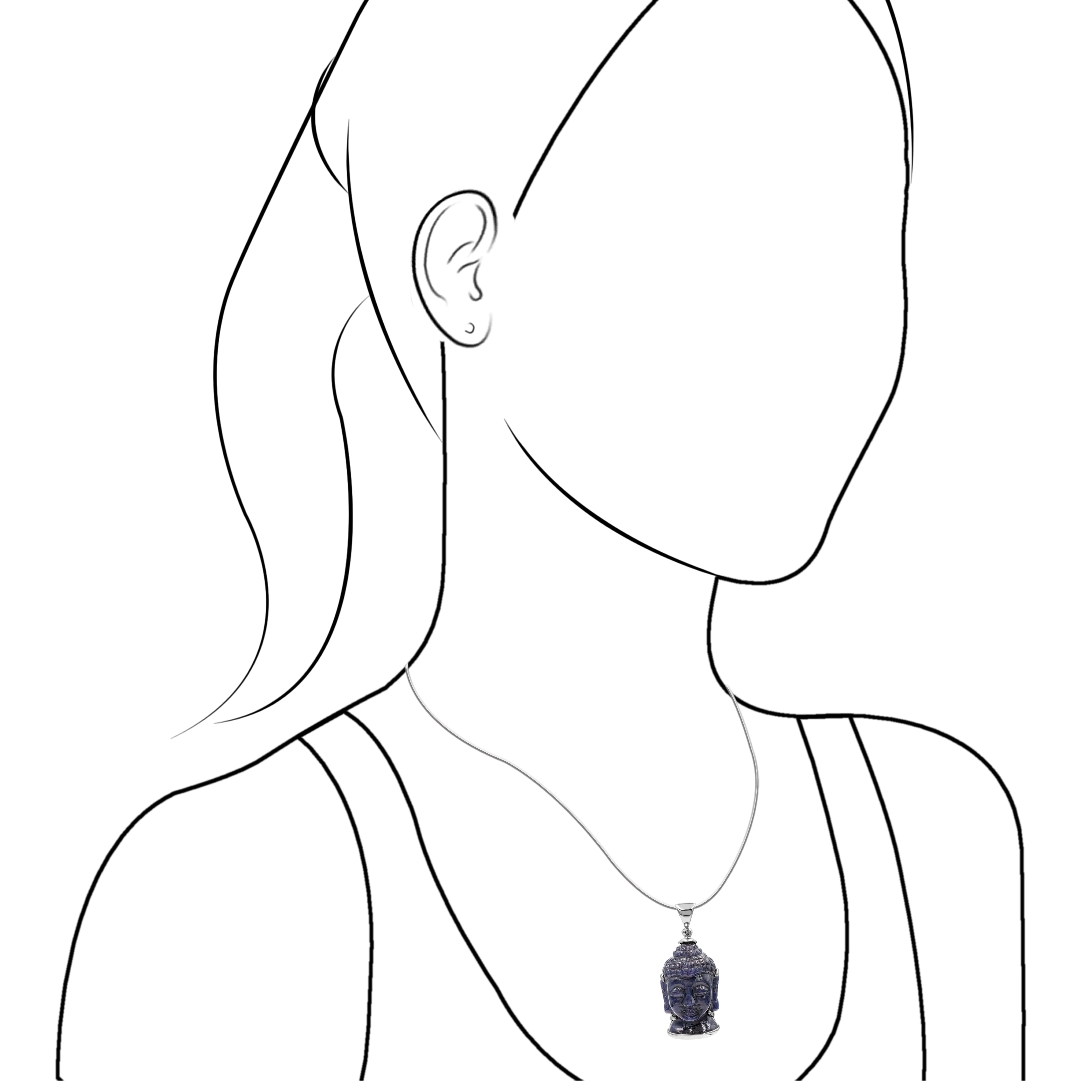 Pendentif tête de Bouddha en sodalite sculptée Starborn en argent sterling
