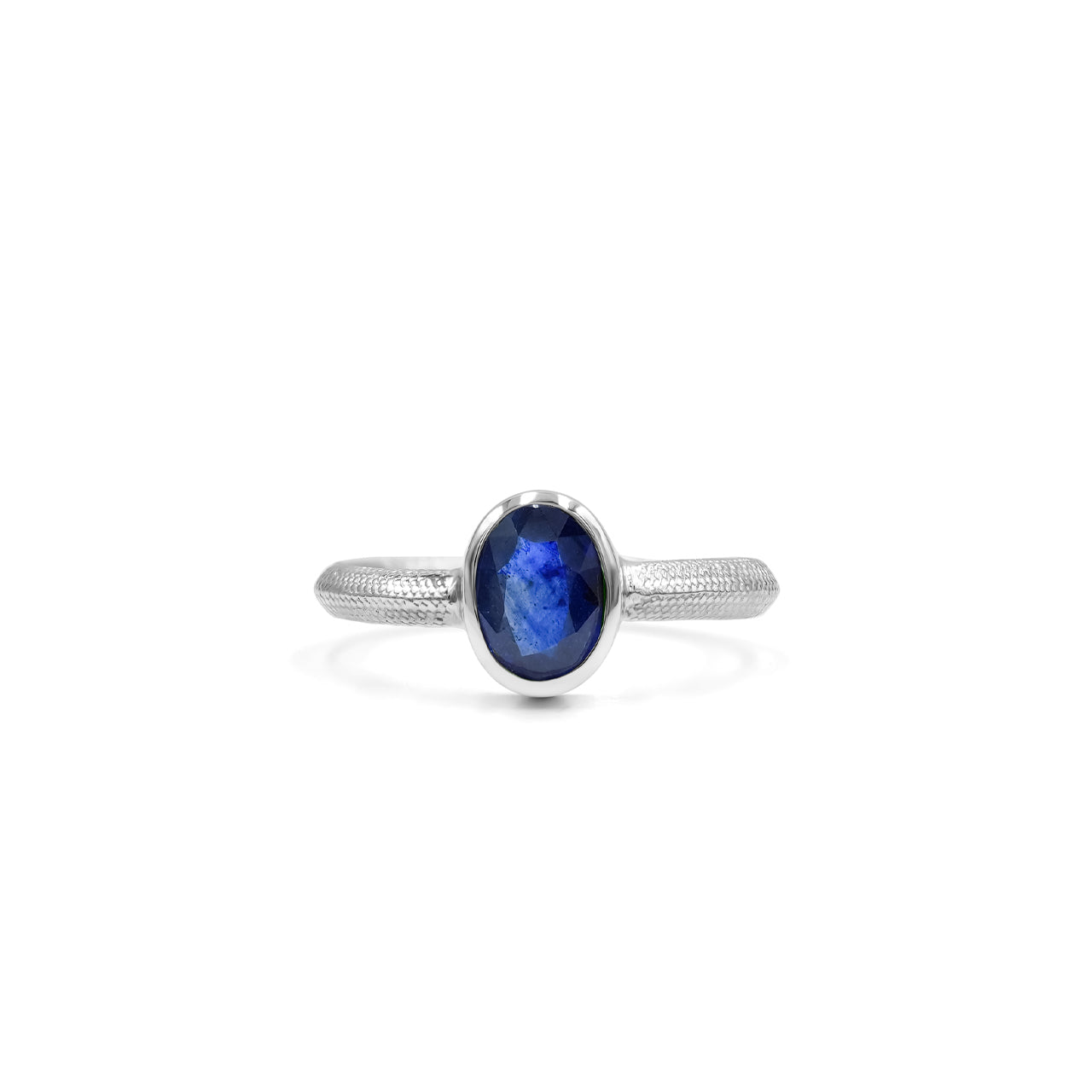 Starborn Sapphire Ouroboros Faceted Oval Ring in Fine Sterling Silver