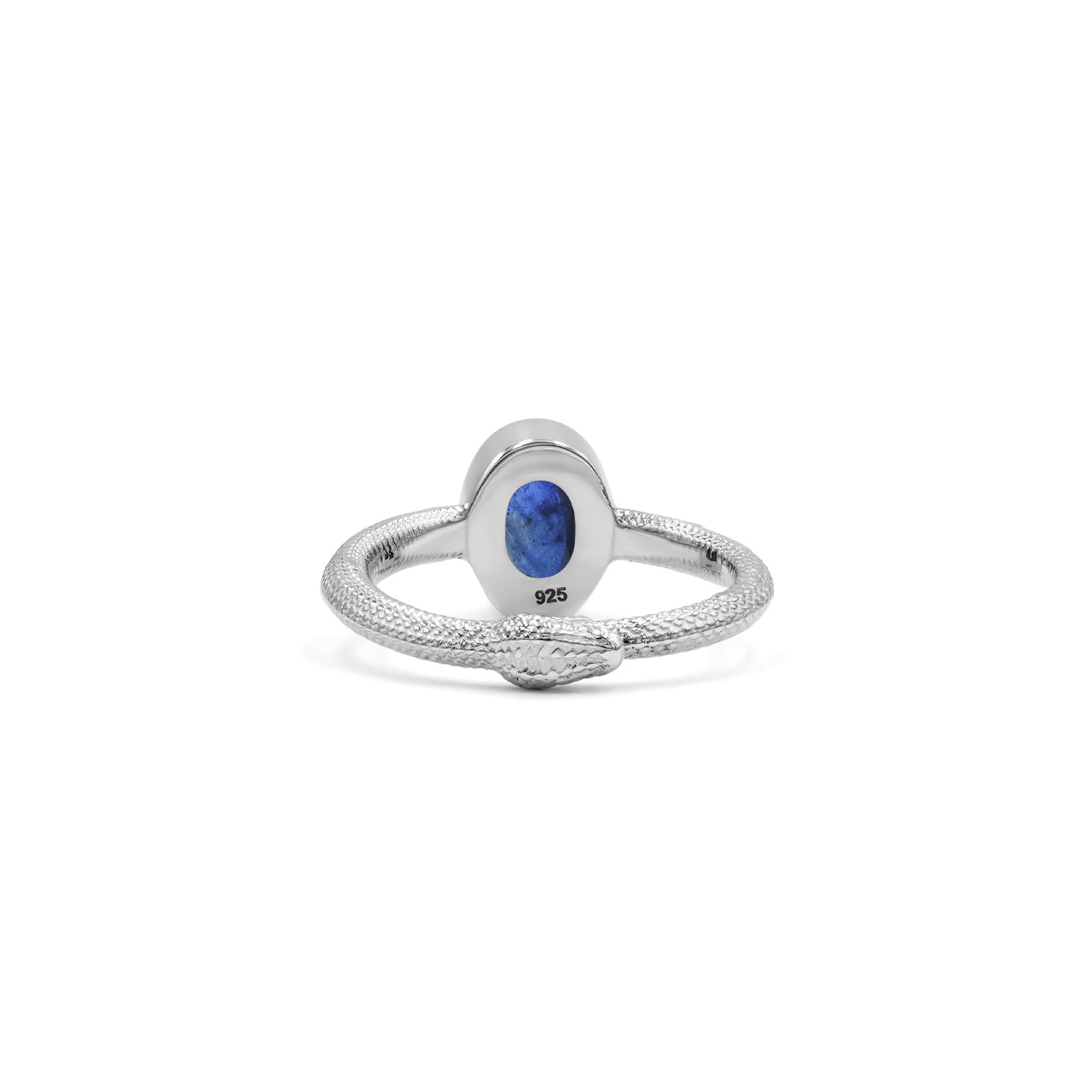 Starborn Sapphire Ouroboros Faceted Oval Ring in Fine Sterling Silver