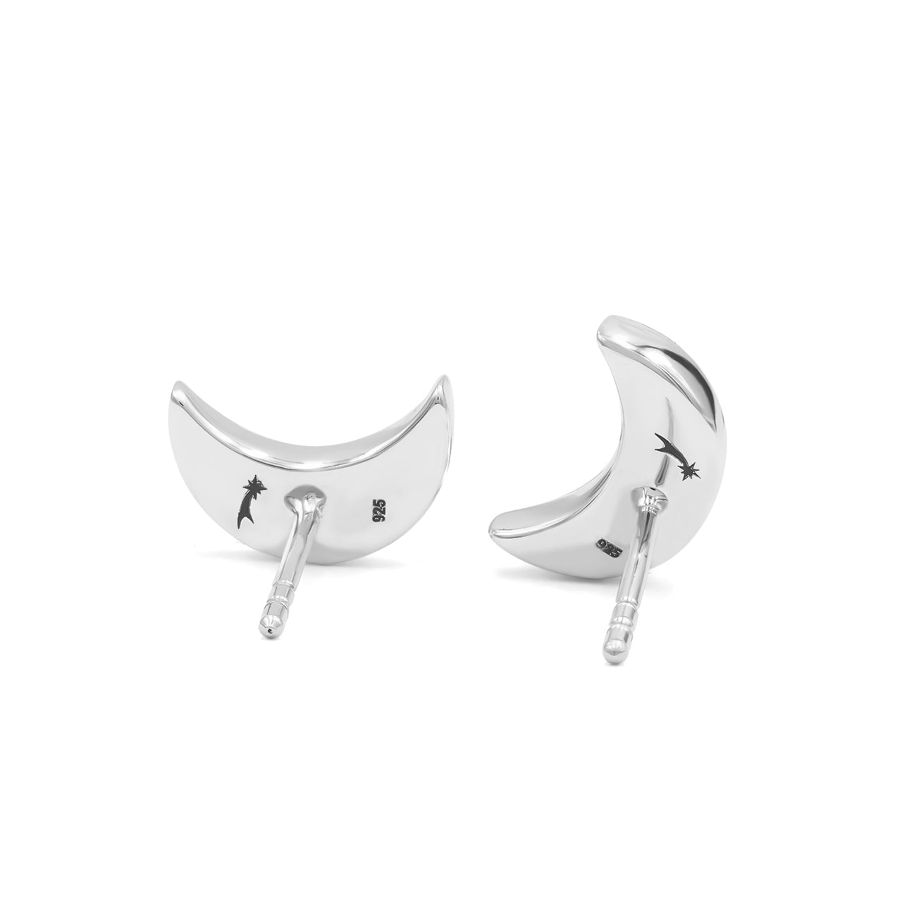 Starborn Crescent Moon Post Style Earrings in Sterling Silver