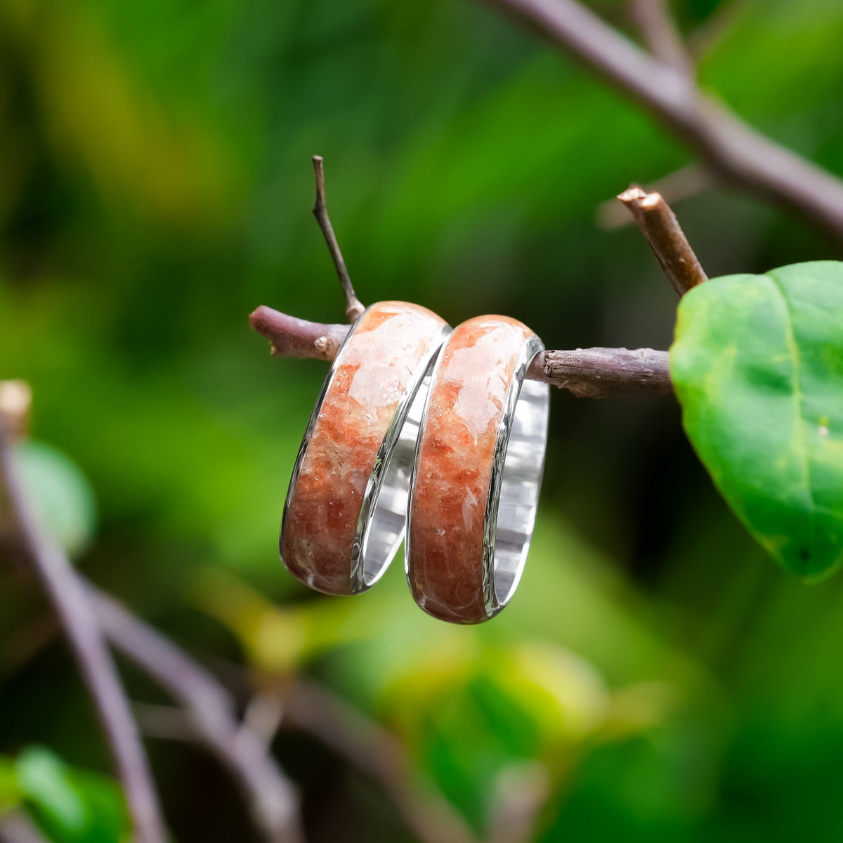 Starborn Sunstone One Field Inlay Ring aus Sterlingsilber