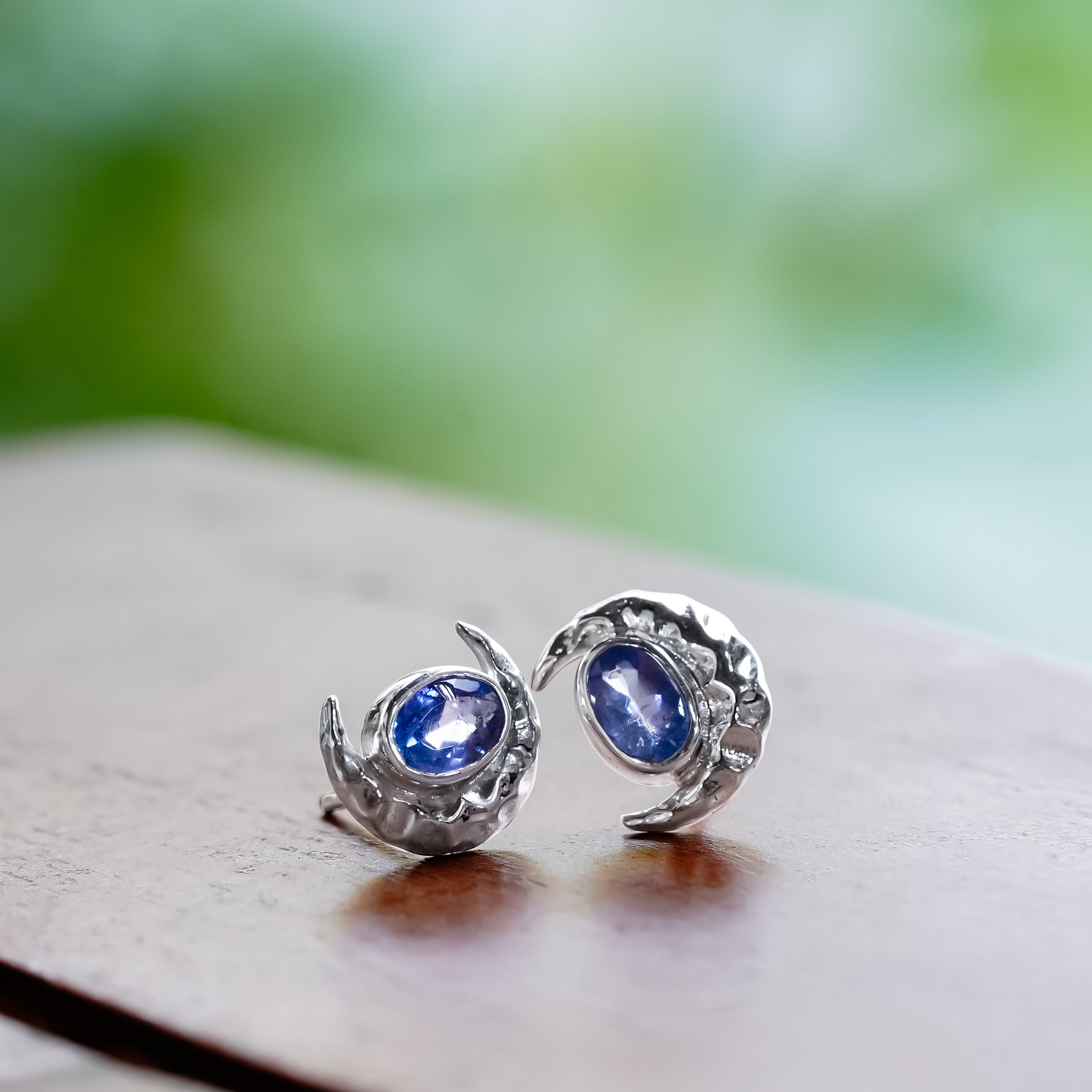 Starborn Tanzanite Oval Faceted Post Style Earrings in Sterling Silver