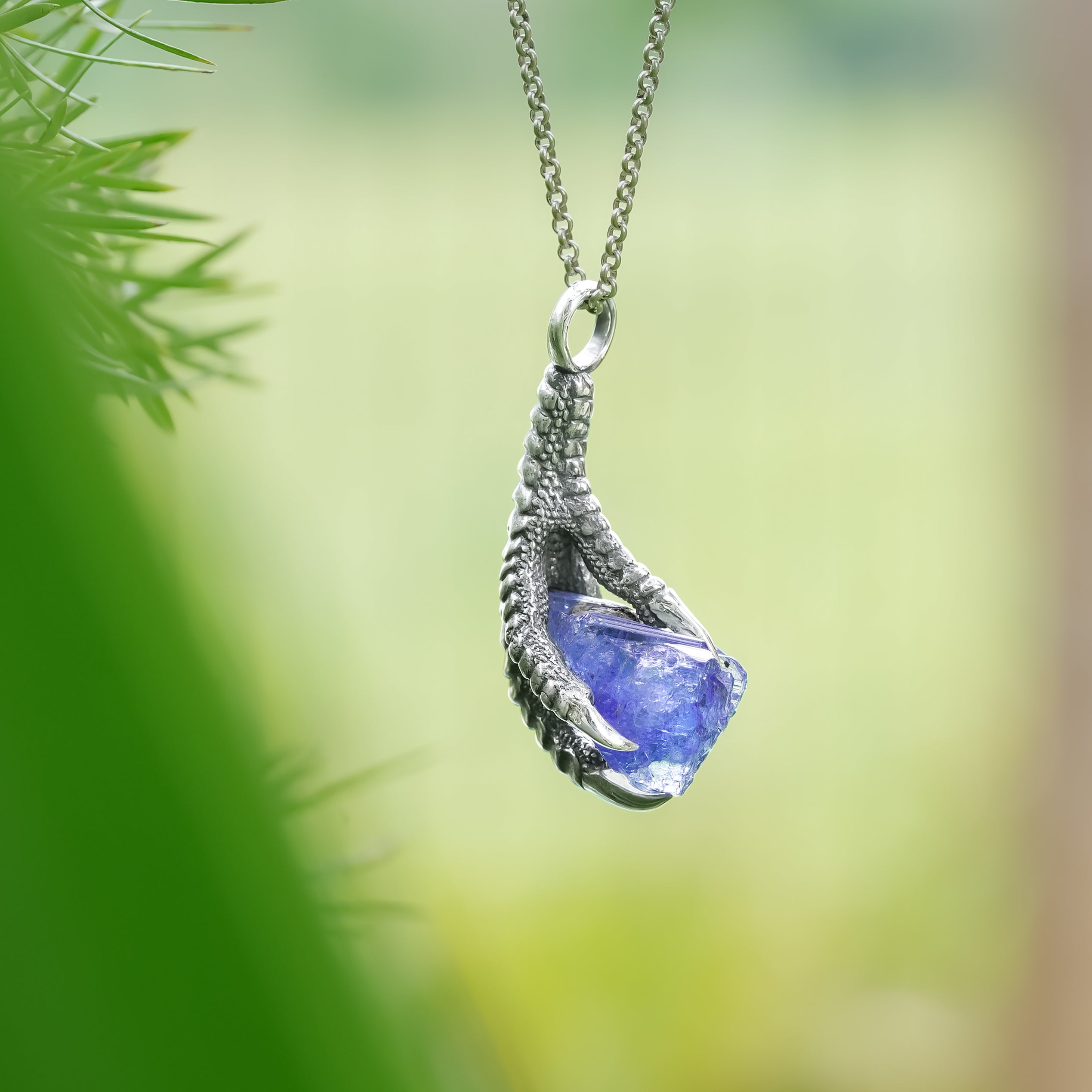 Starborn Gemstone Eagle Claw Pendant in Sterling Silver