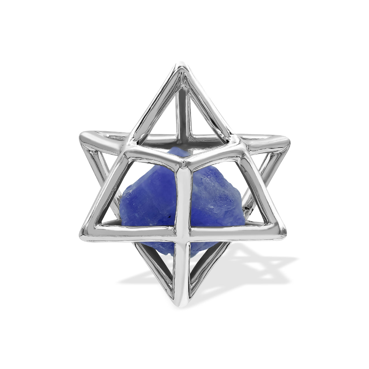 Starborn Merkabah – Mittlerer Käfig-Anhänger aus grobem Edelstein in Sterlingsilber