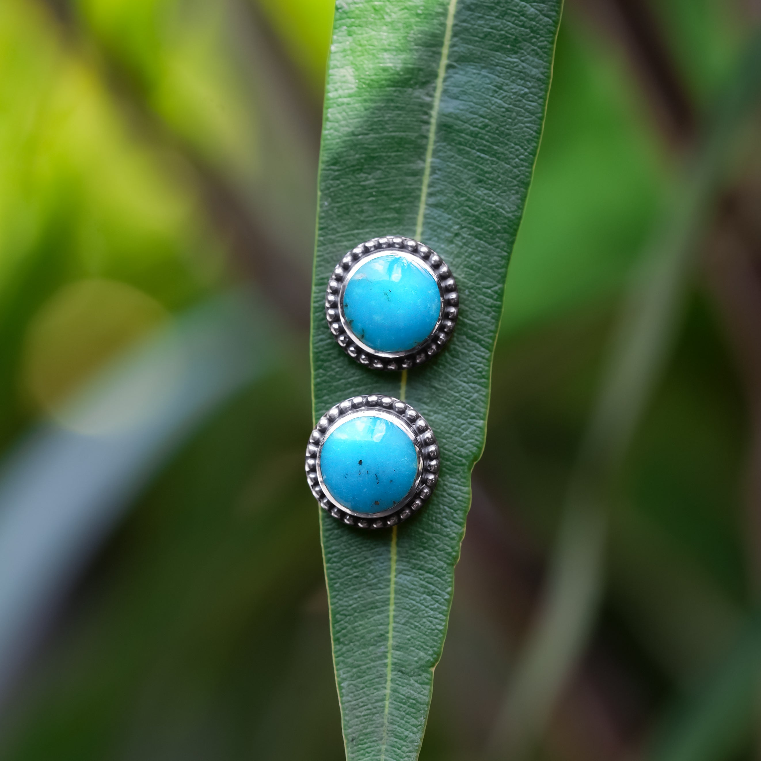 Starborn 8mm Gemstones with Balinese Silverwork Post Style Earring in Sterling Silver