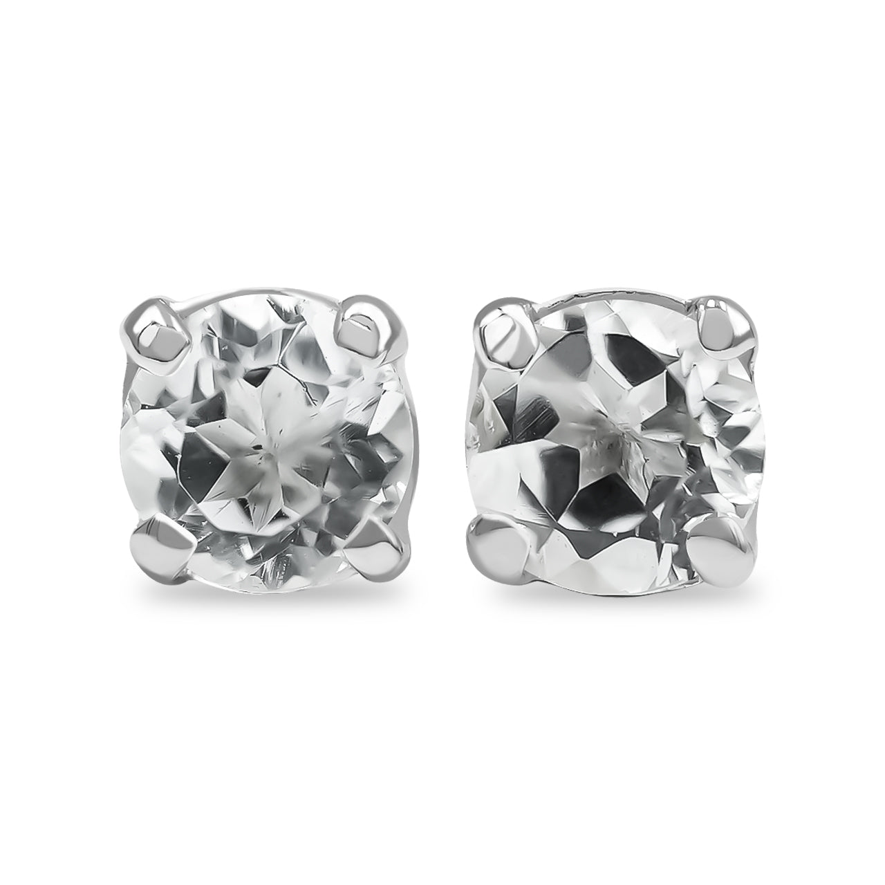 Faceted White Topaz Post Style Earrings