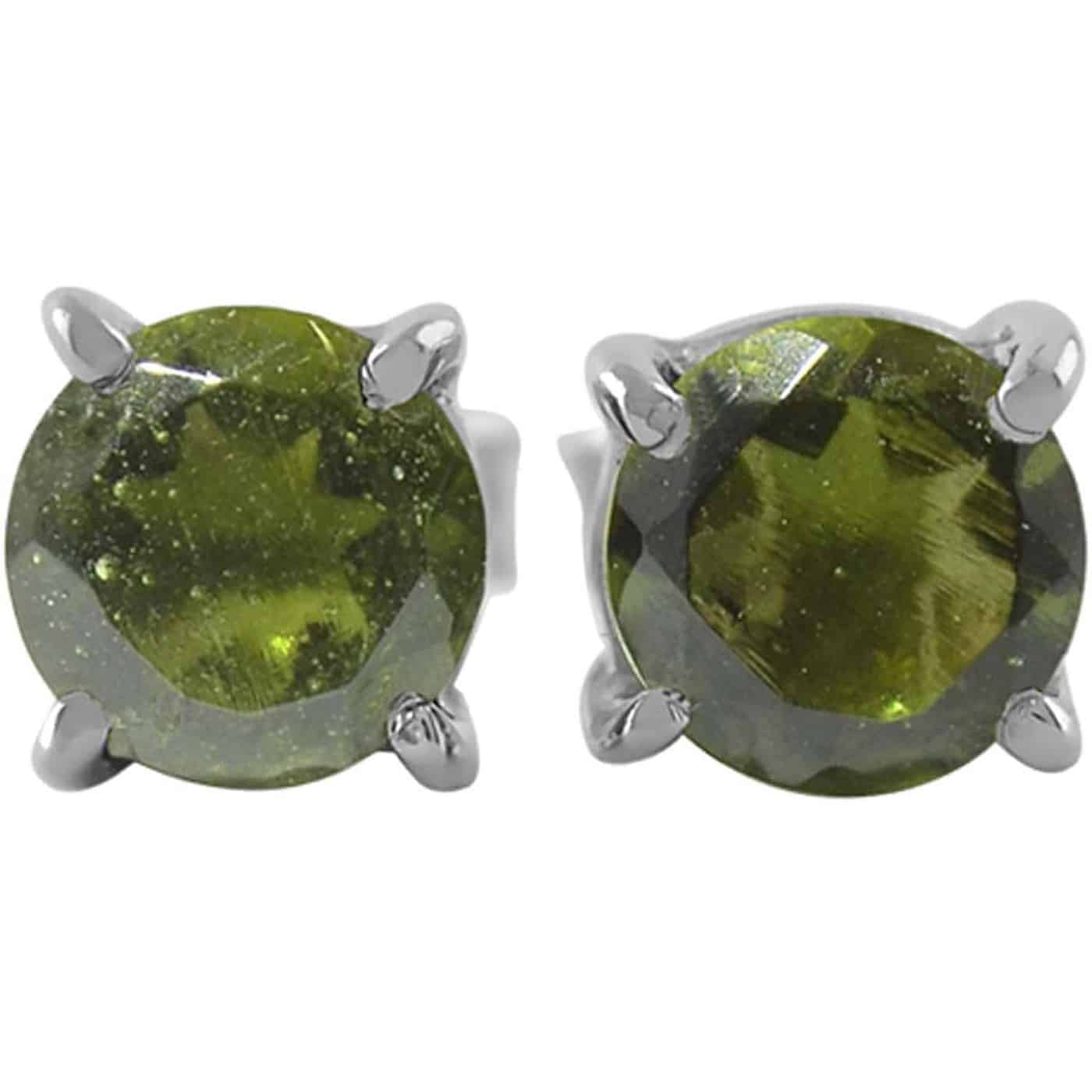 Starborn – 8 mm runde Ohrstecker mit facettiertem Edelstein aus Sterlingsilber