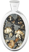 Starborn Sericho Pallasite Meteorite (Peridot Inclusions) Oval Pendant in 925 Sterling Silver Setting