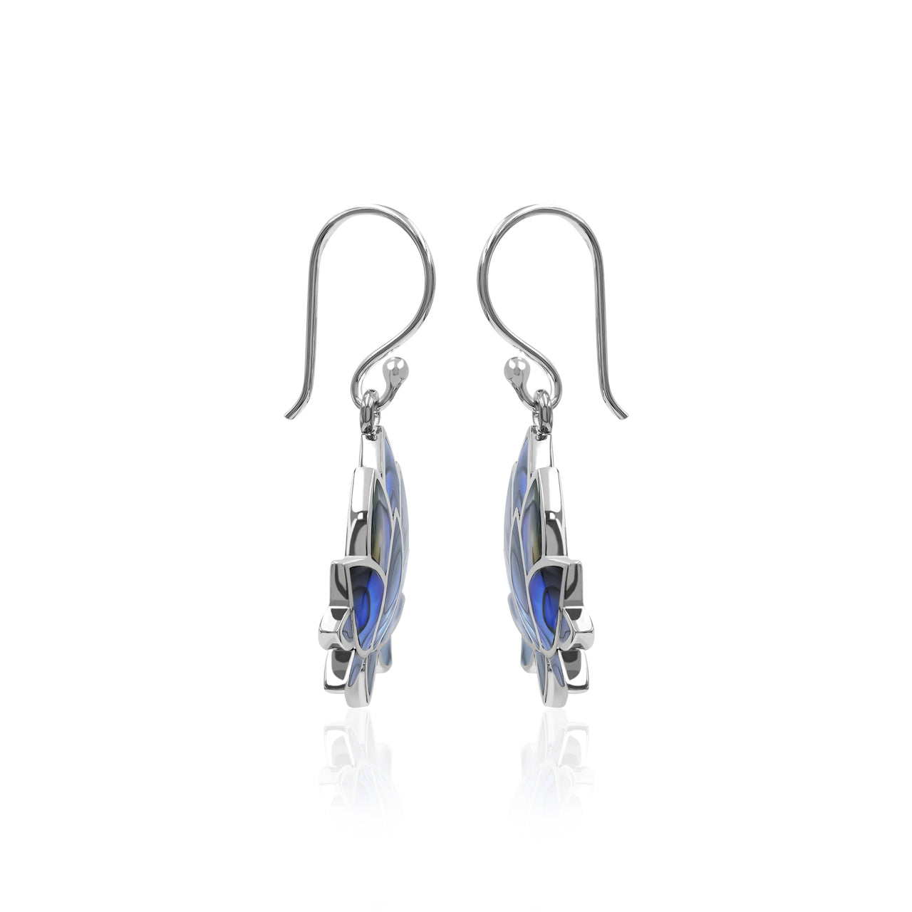Starborn Gemstone Inlay Lotus Earring in Sterling Silver