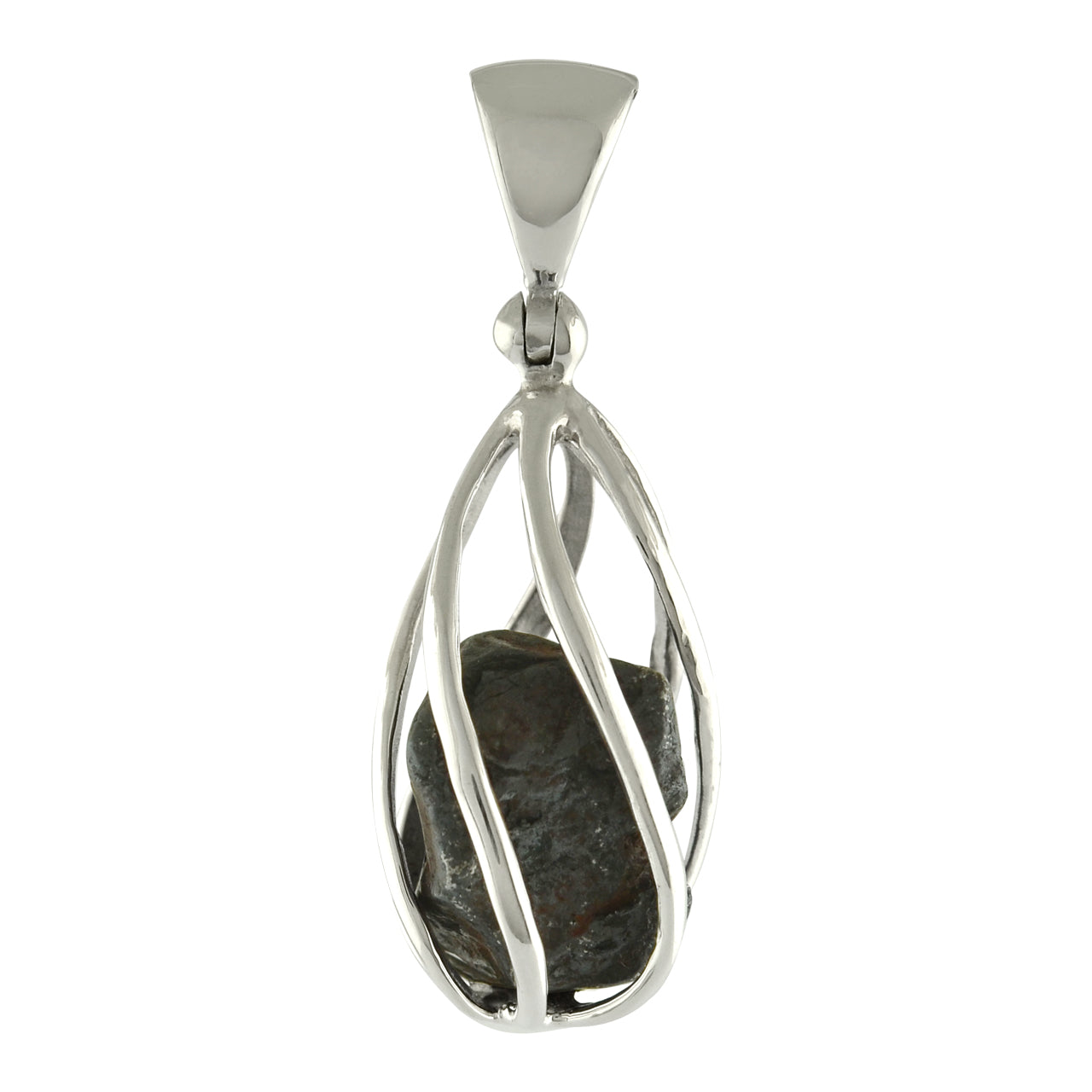 Starborn Agoudal Meteorite Spiral Cage Pendant in Sterling Silver