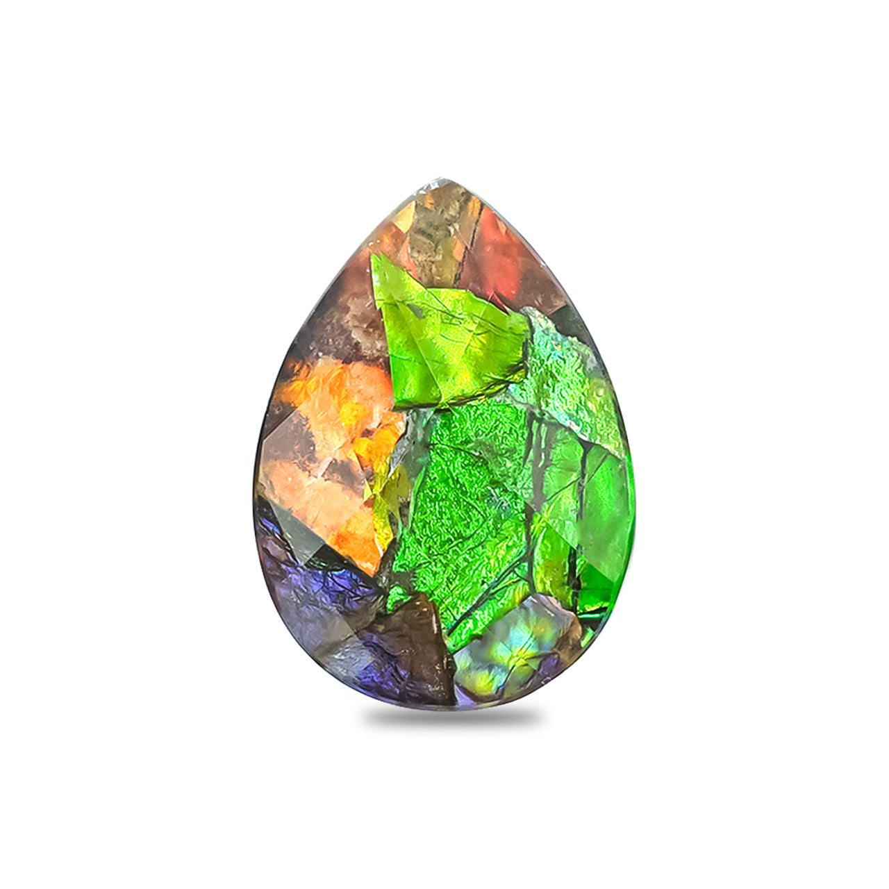 Faceted Ammolite Pear Doublet 18x13 mm