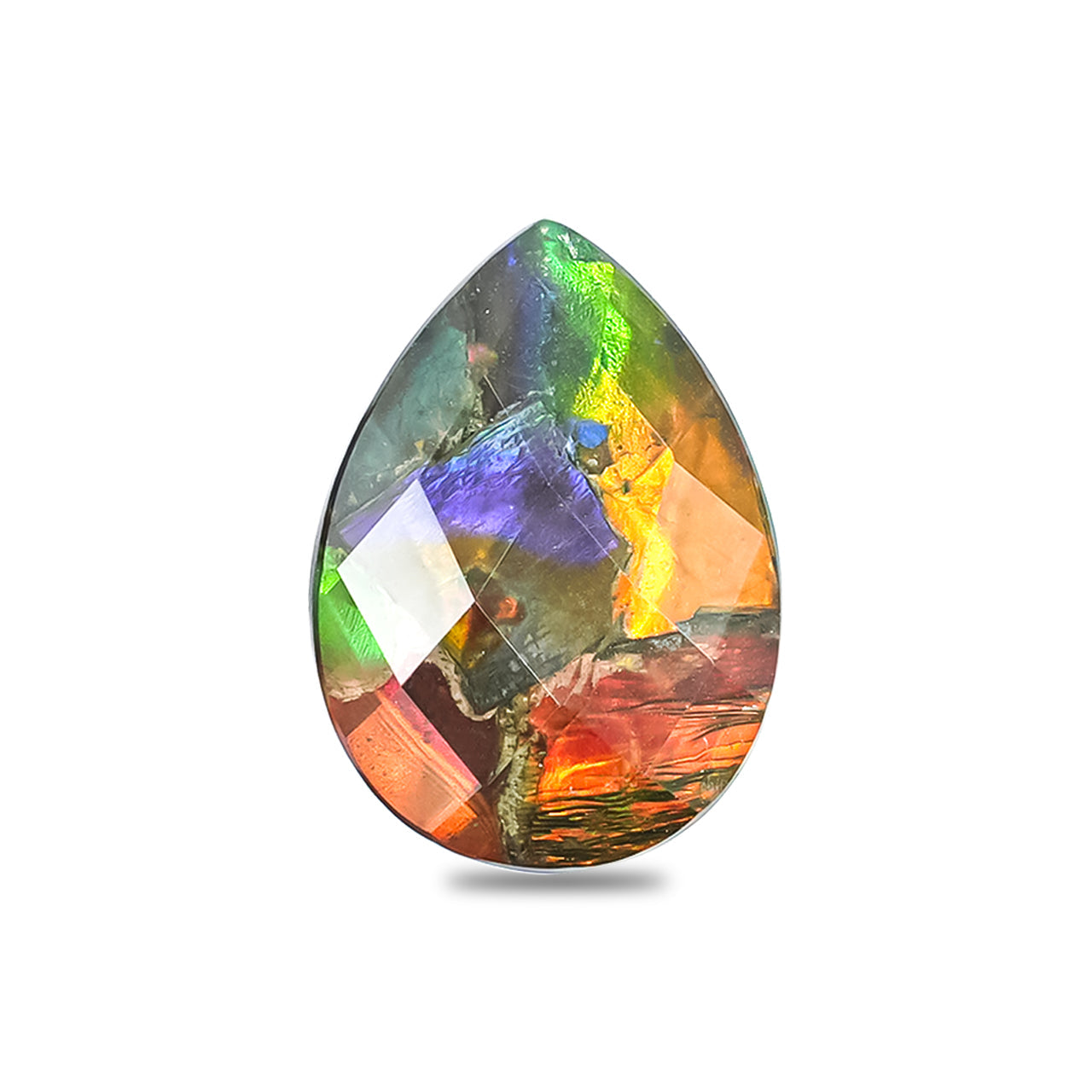 Faceted Ammolite Pear Doublet 18x13 mm