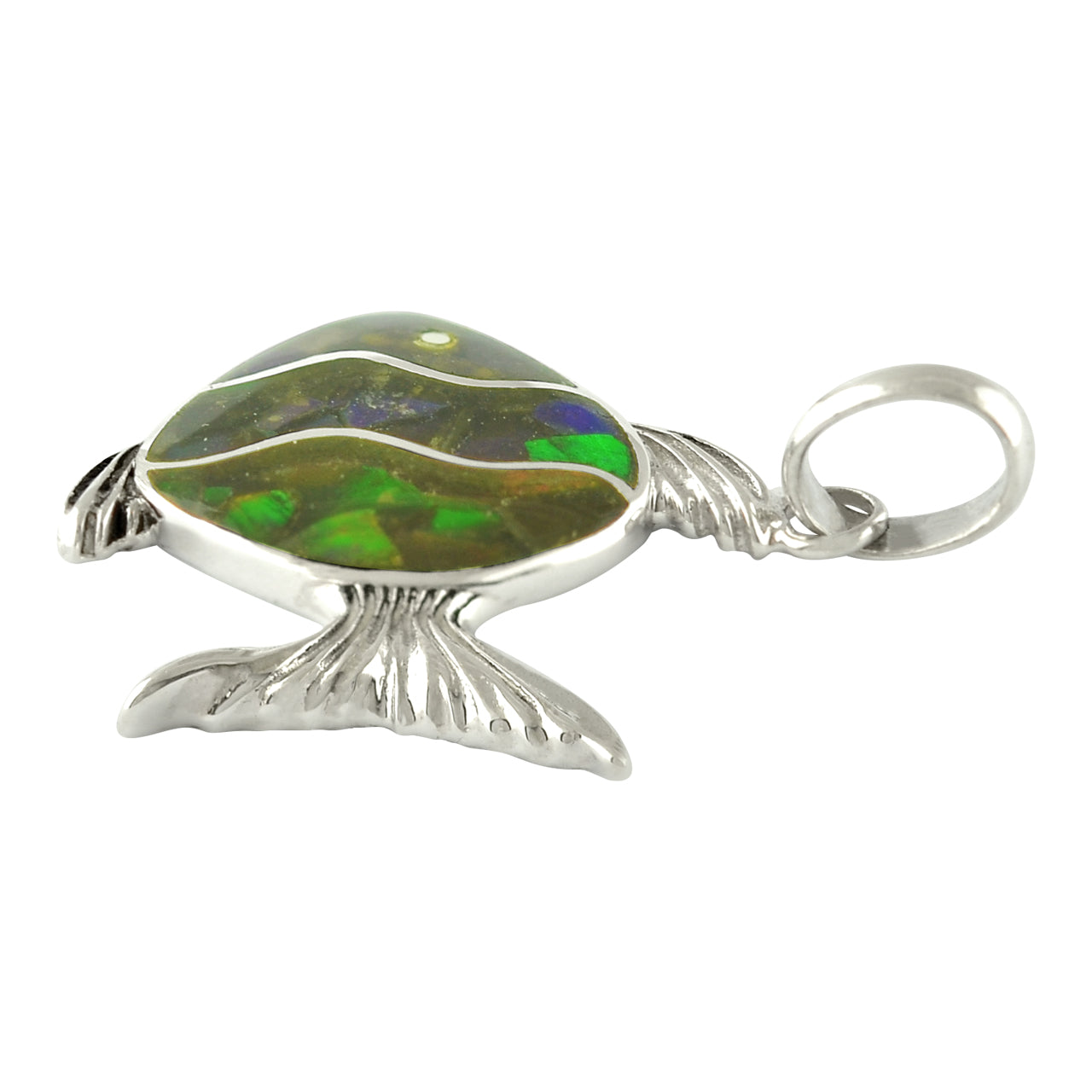 Starborn Delightful Gemstones Inlay Fish Pendant in Sterling Silver