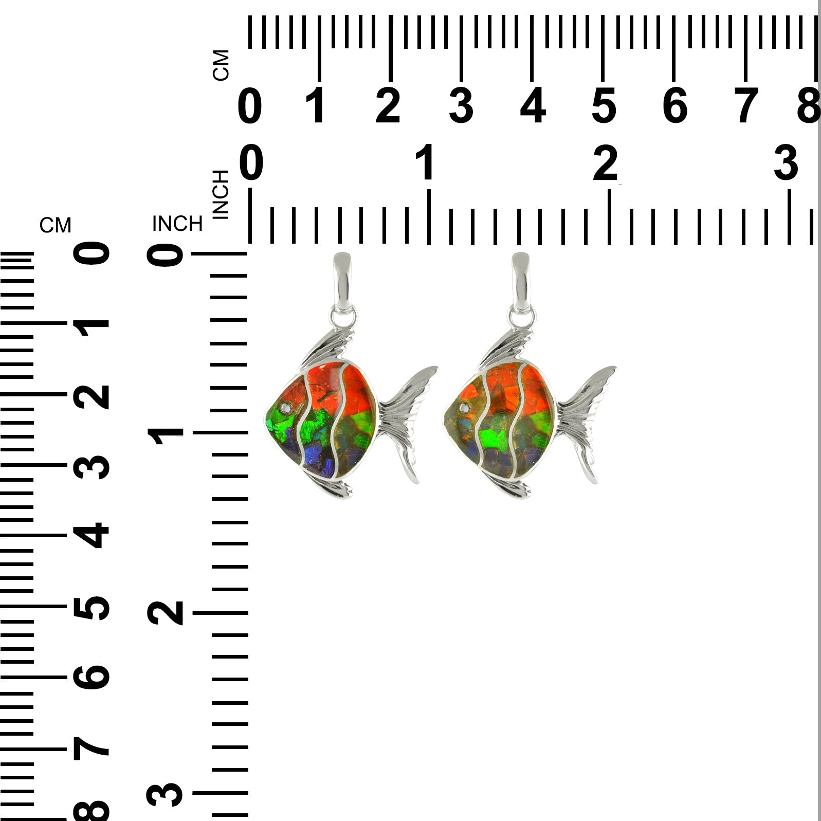 Starborn Delightful Gemstones Inlay Fish Pendant in Sterling Silver
