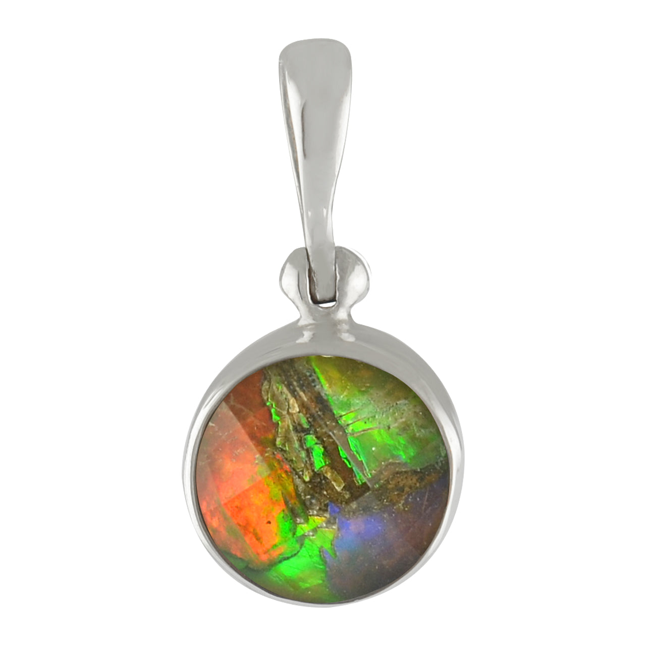 Starborn  Ammolite Faceted Doublet Sterling Silver Round Pendant