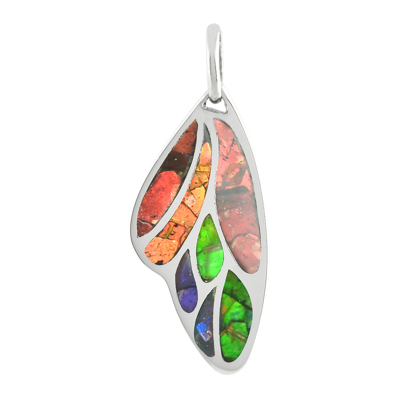 Starborn Gemstone Inlay Butterfly Wing Pendant in Sterling Silver