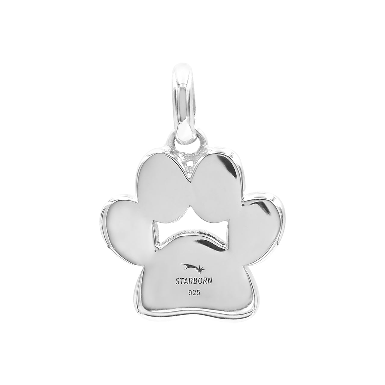 Starborn Gemstone Inlay Paw Print Pendant in Sterling Silver