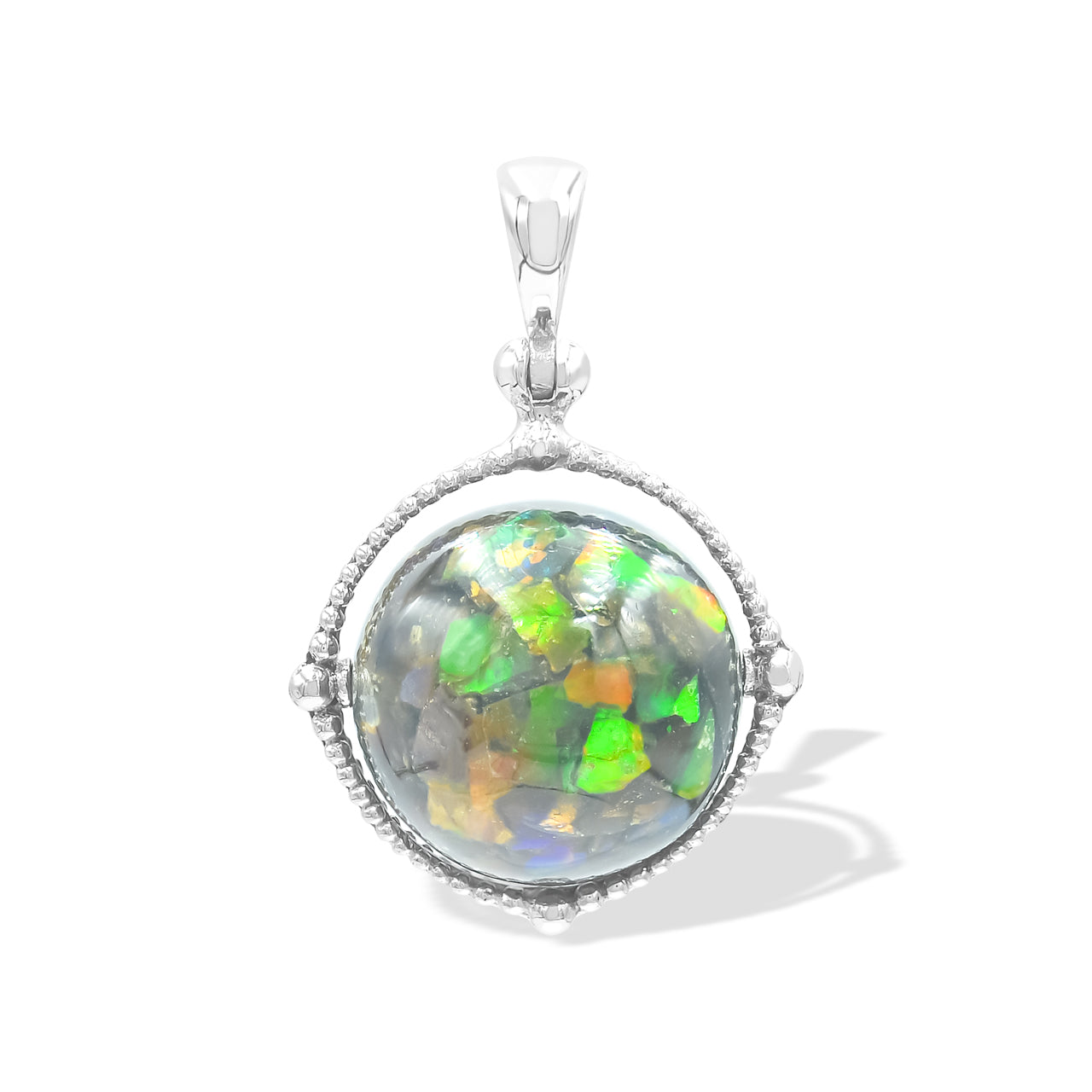 Starborn Gemstone Spinning Tactile Sphere Pendant in Sterling Silver
