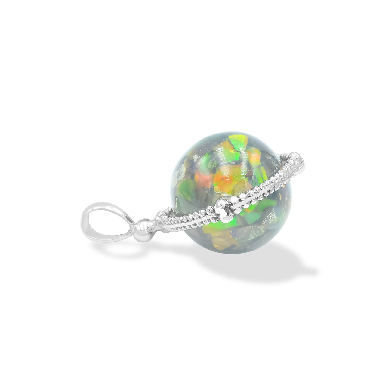 Starborn Gemstone Spinning Tactile Sphere Pendant in Sterling Silver
