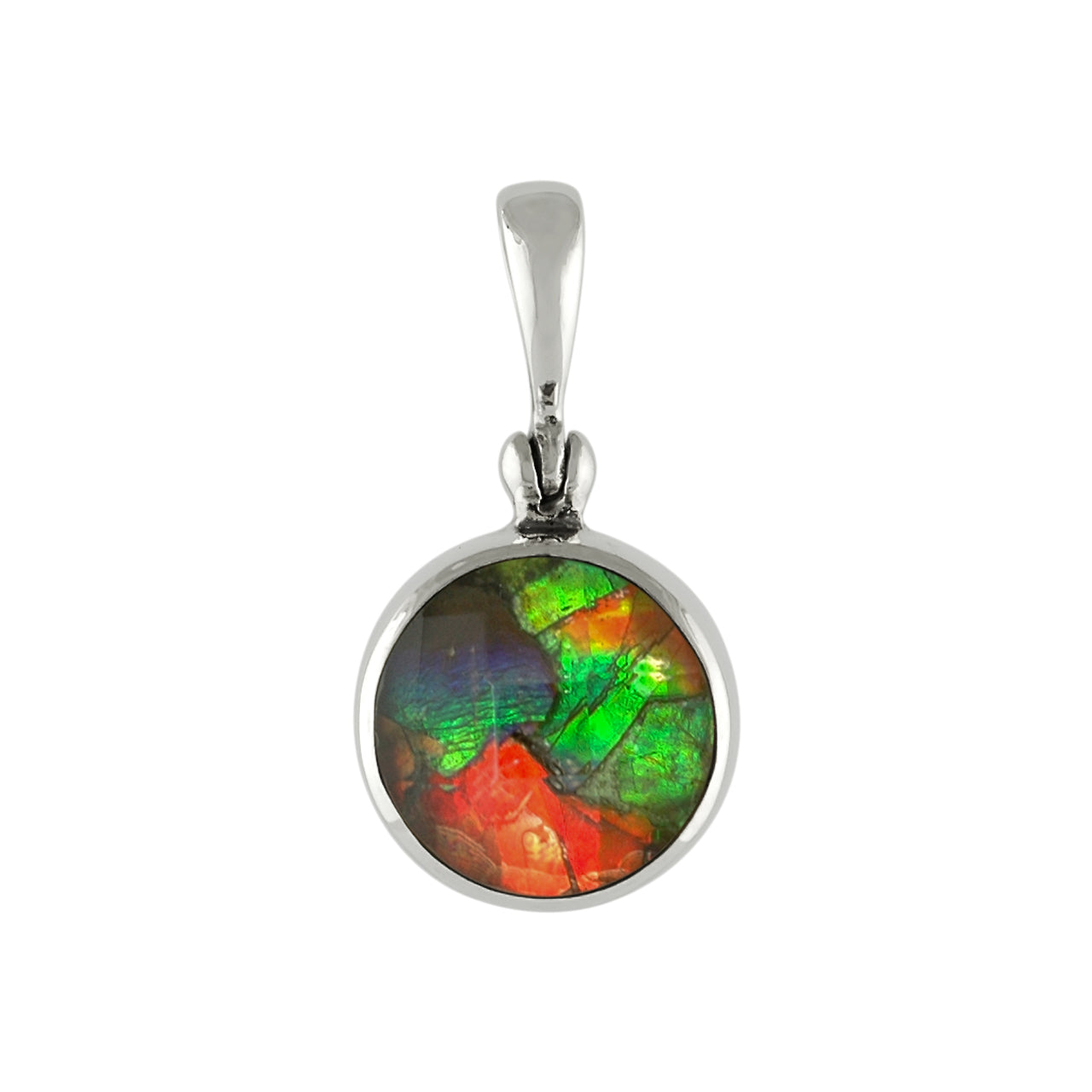 Starborn  Ammolite Faceted Doublet Sterling Silver Round Pendant