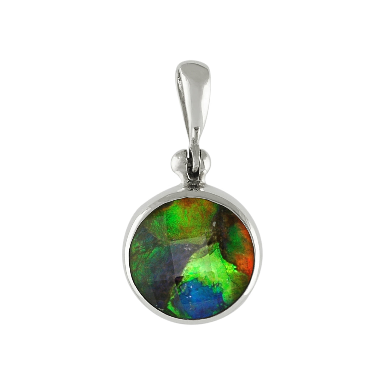 Starborn  Ammolite Faceted Doublet Sterling Silver Round Pendant