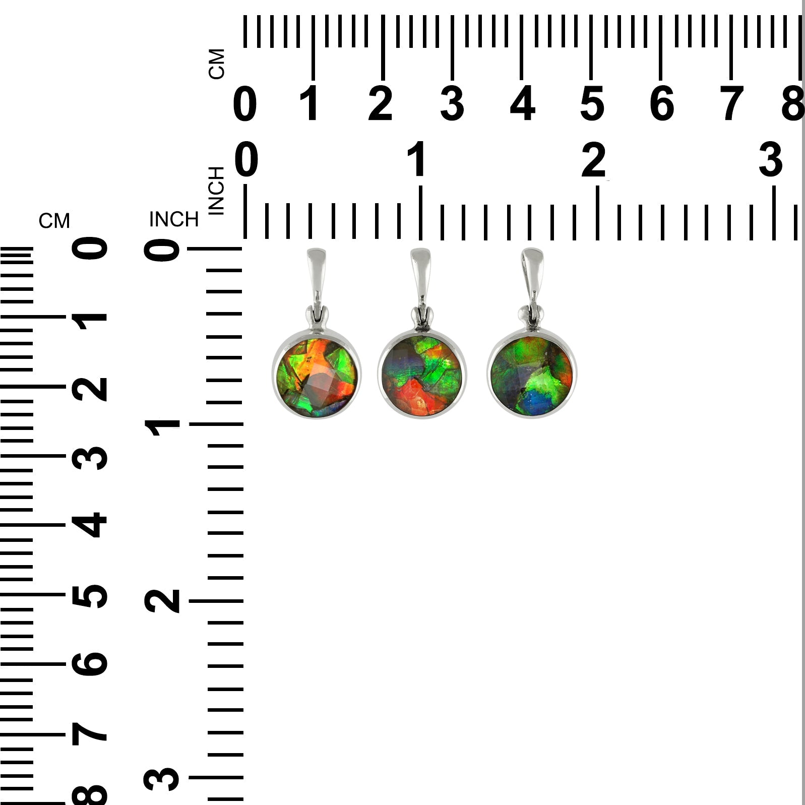 Starborn  Ammolite Faceted Doublet Sterling Silver Round Pendant