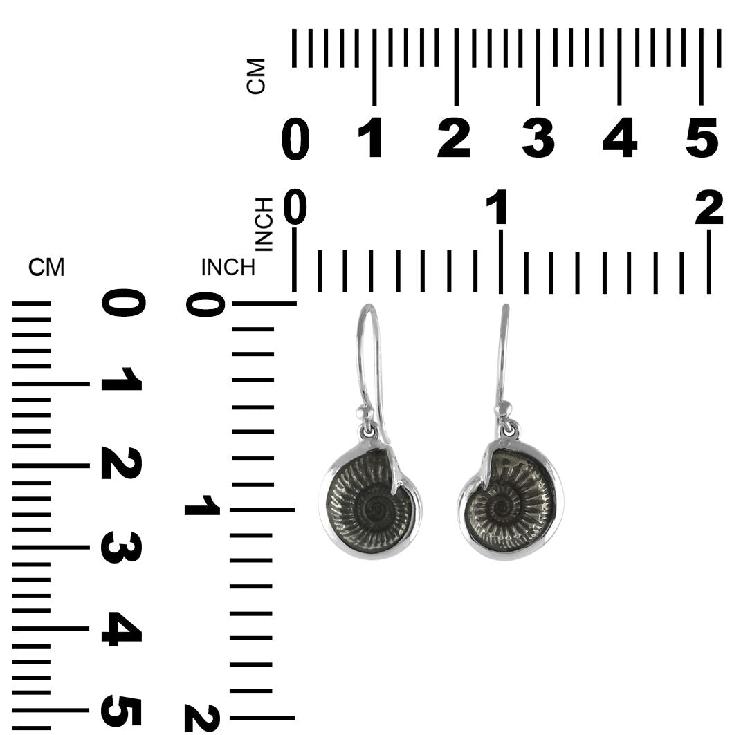 Hematite Ammonite Earrings