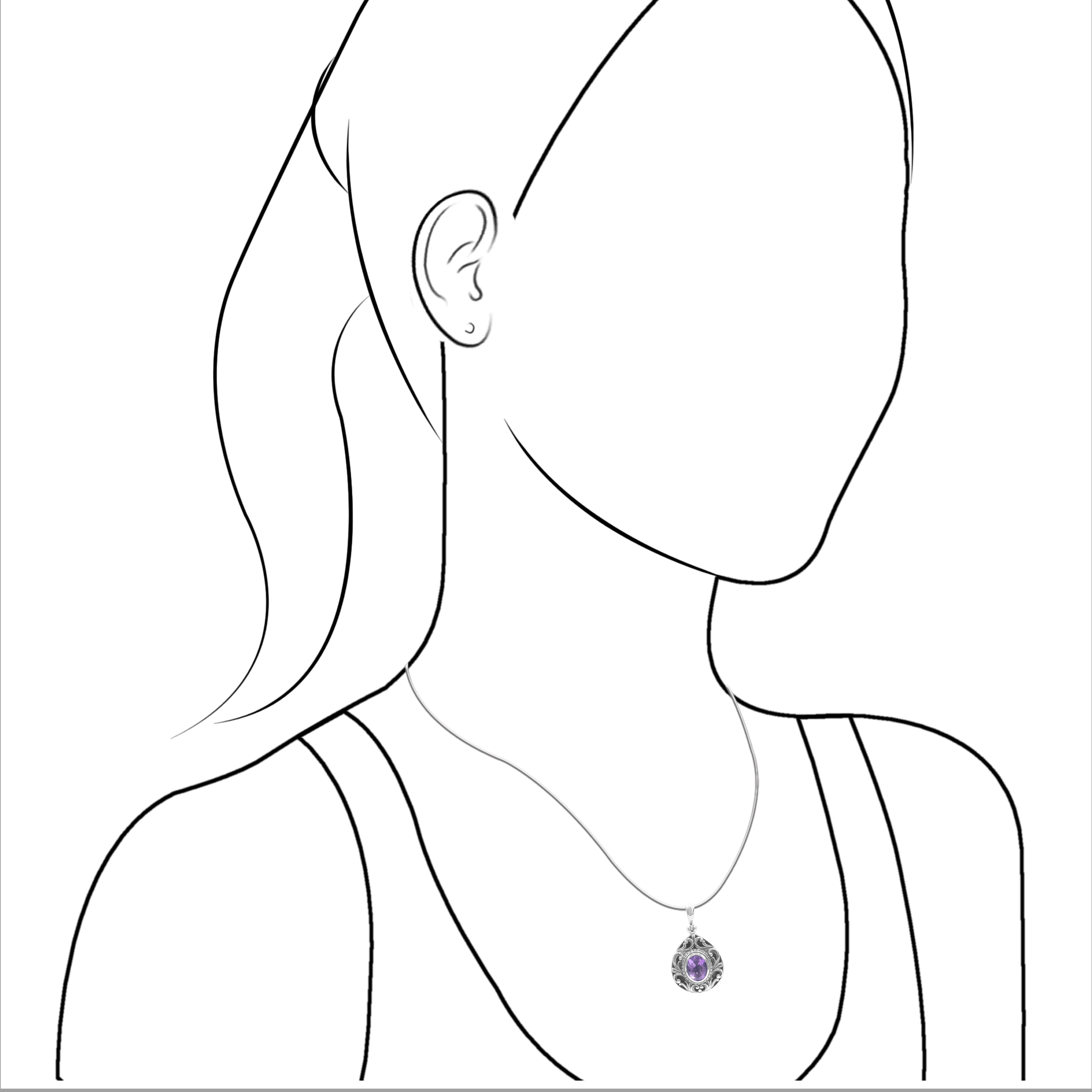 Starborn Faceted Elegant Scroll Gemstone Pendant in Sterling Silver