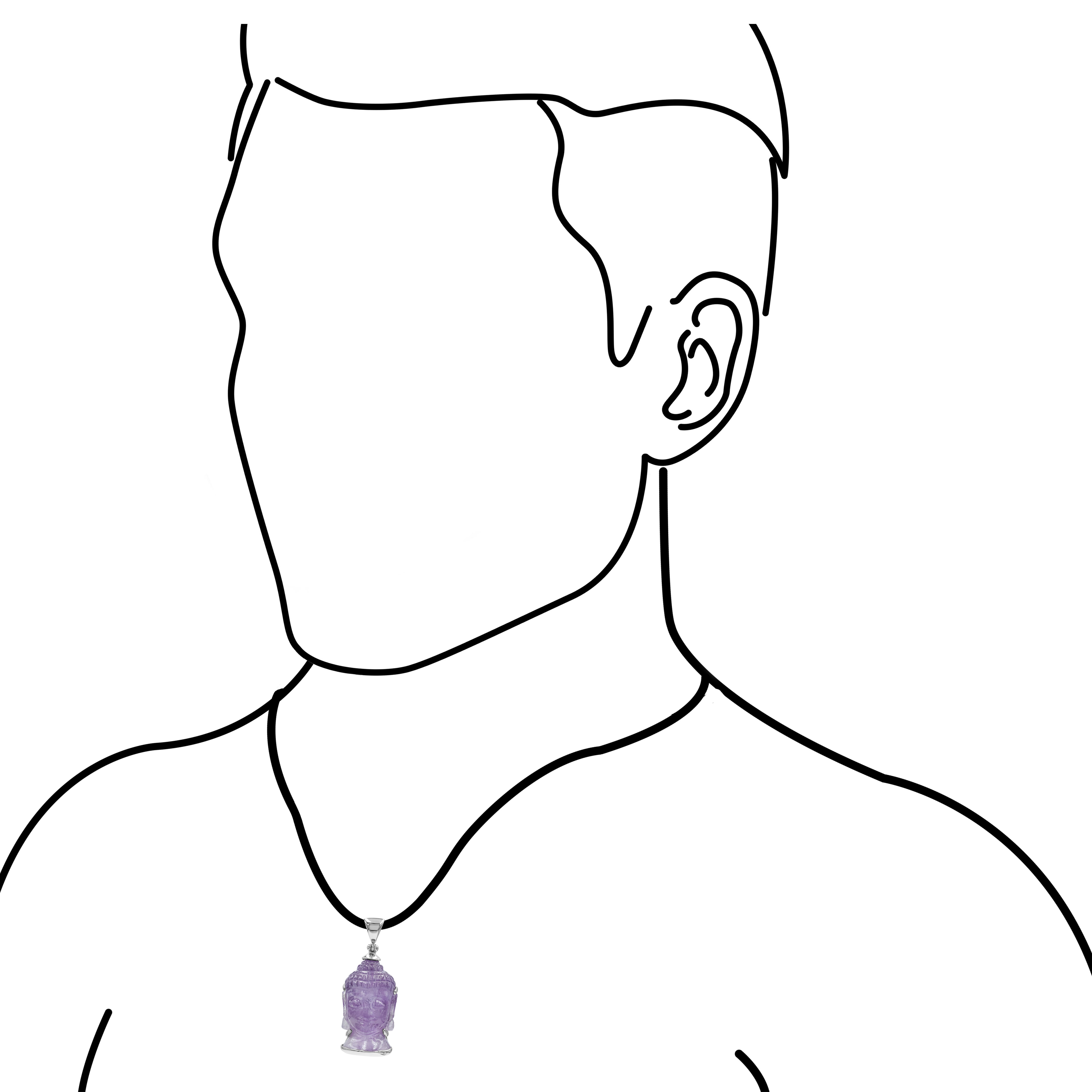 Pendentif tête de Bouddha en améthyste sculptée Starborn en argent sterling