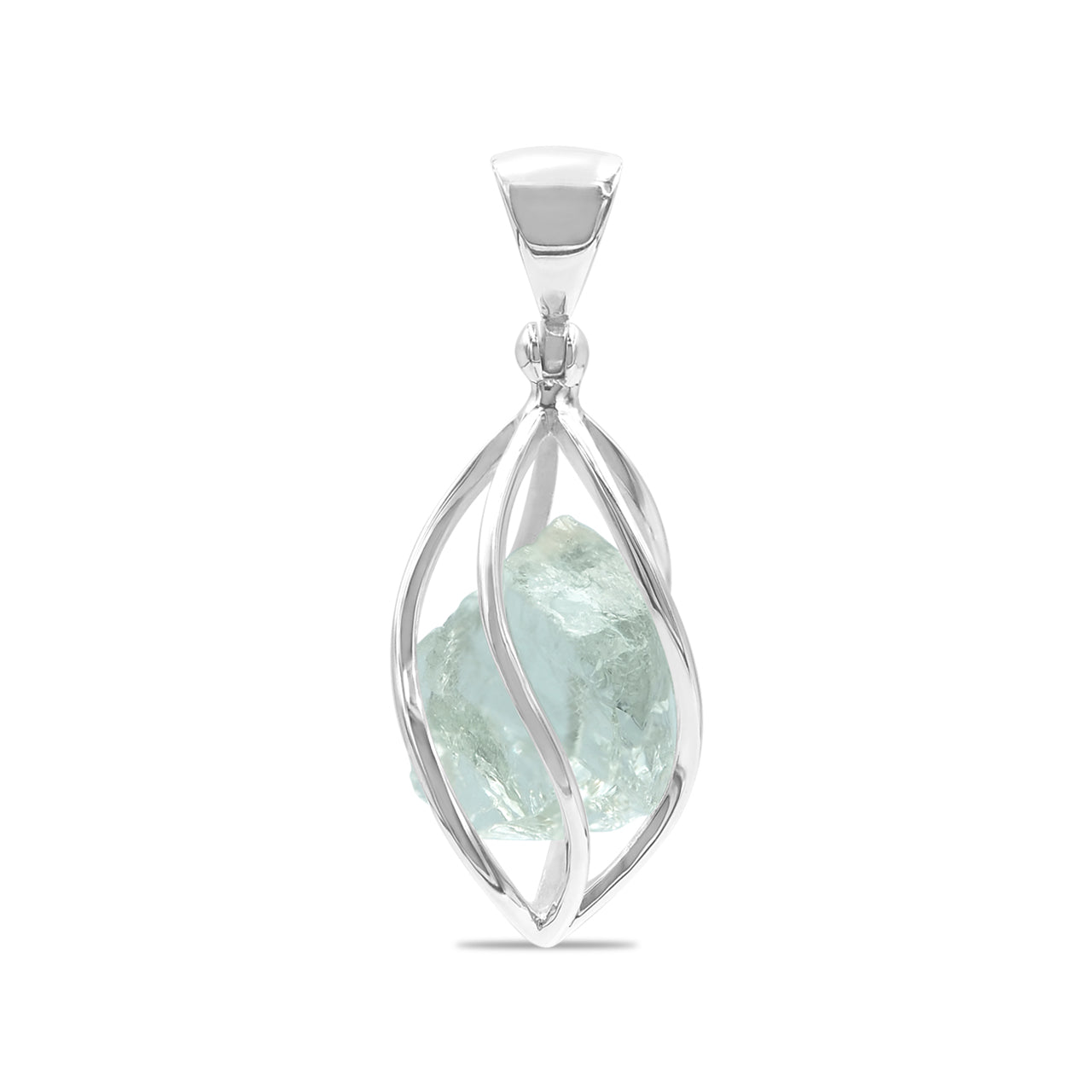 Starborn Sterling Silver Aquamarine Gemstone Cage Style Pendant