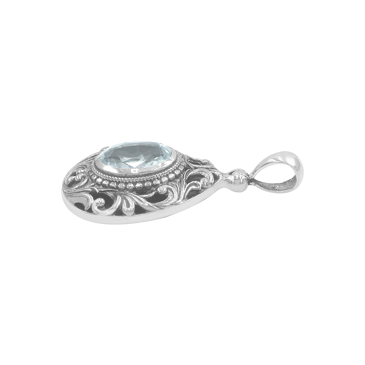 Starborn Faceted Elegant Scroll Gemstone Pendant in Sterling Silver