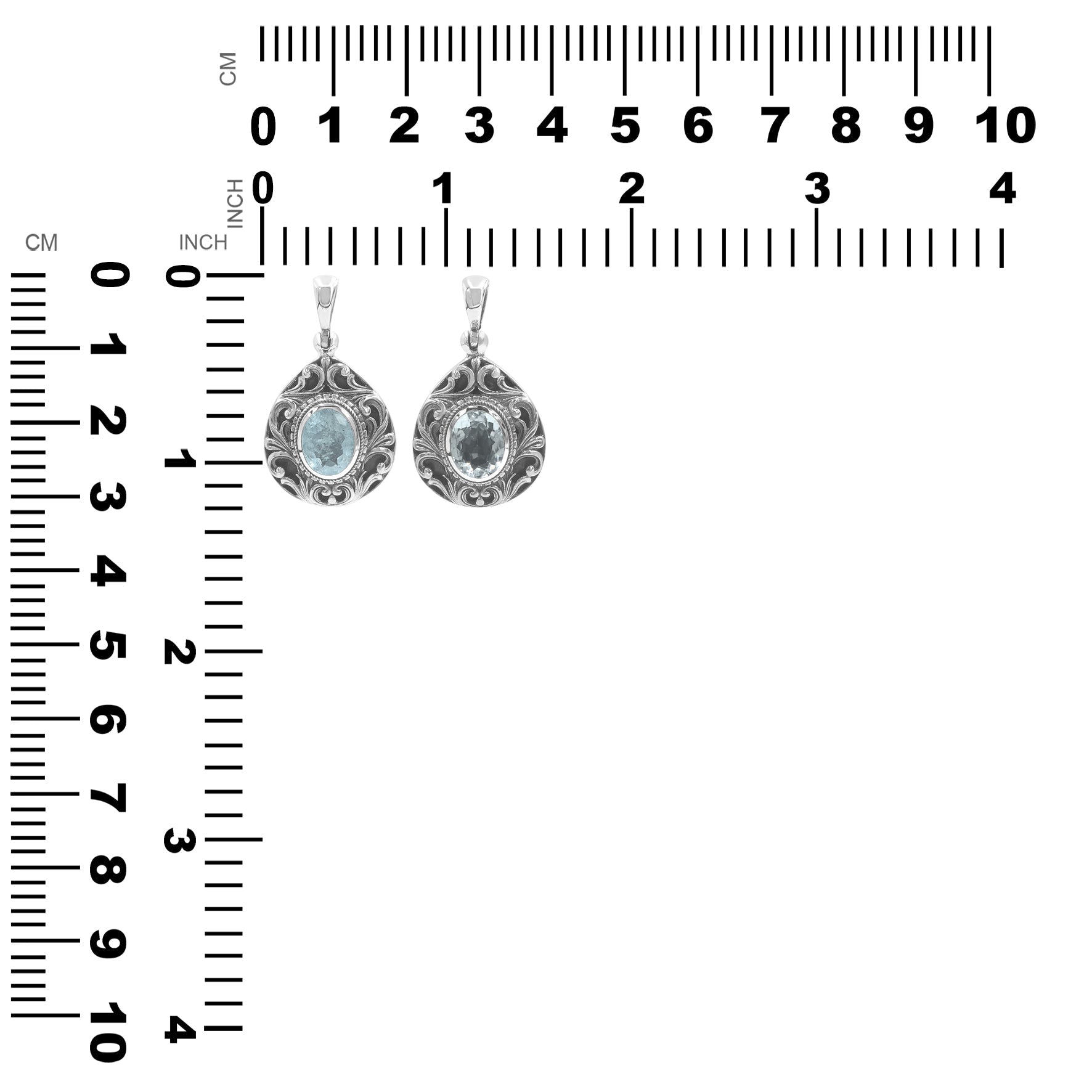 Starborn Faceted Elegant Scroll Gemstone Pendant in Sterling Silver