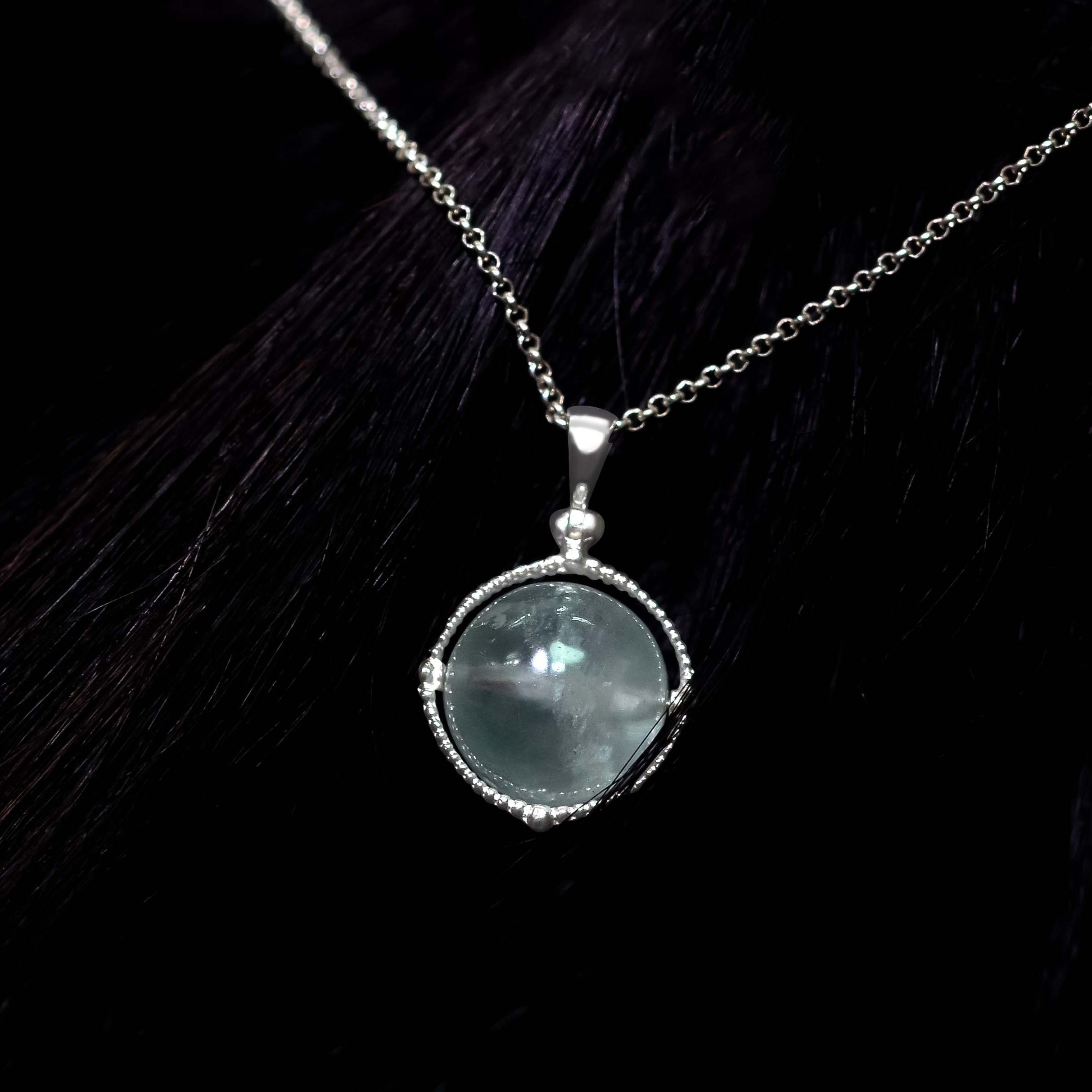 Starborn Gemstone Spinning Tactile Sphere Pendant in Sterling Silver