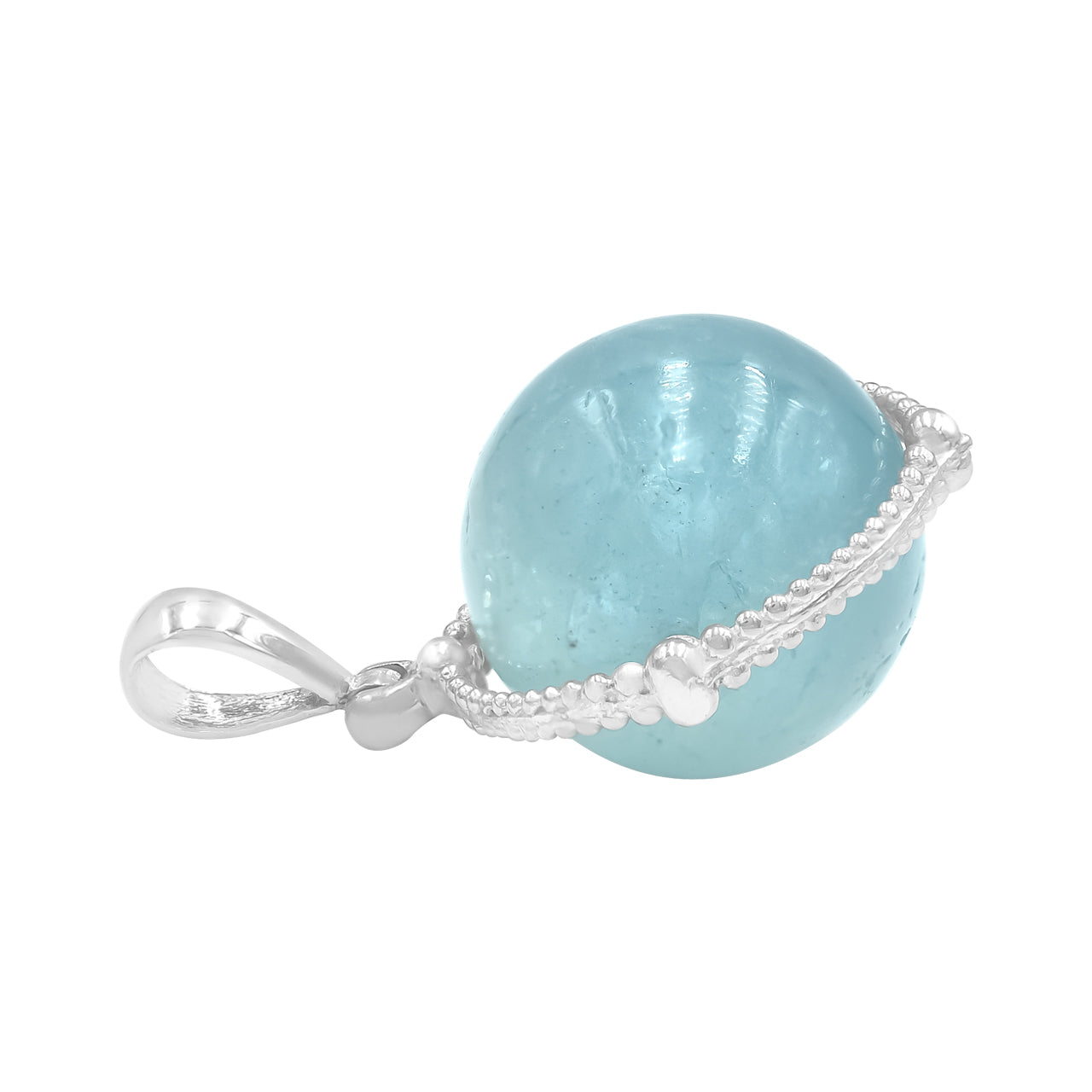 Starborn Gemstone Spinning Tactile Sphere Pendant in Sterling Silver