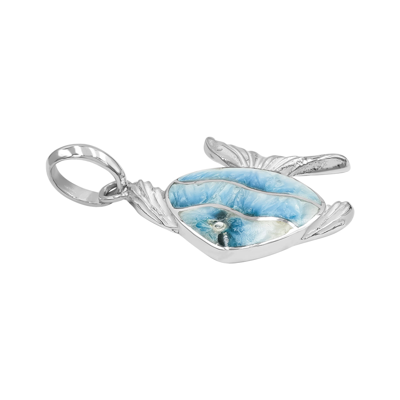 Starborn Delightful Gemstones Inlay Fish Pendant in Sterling Silver