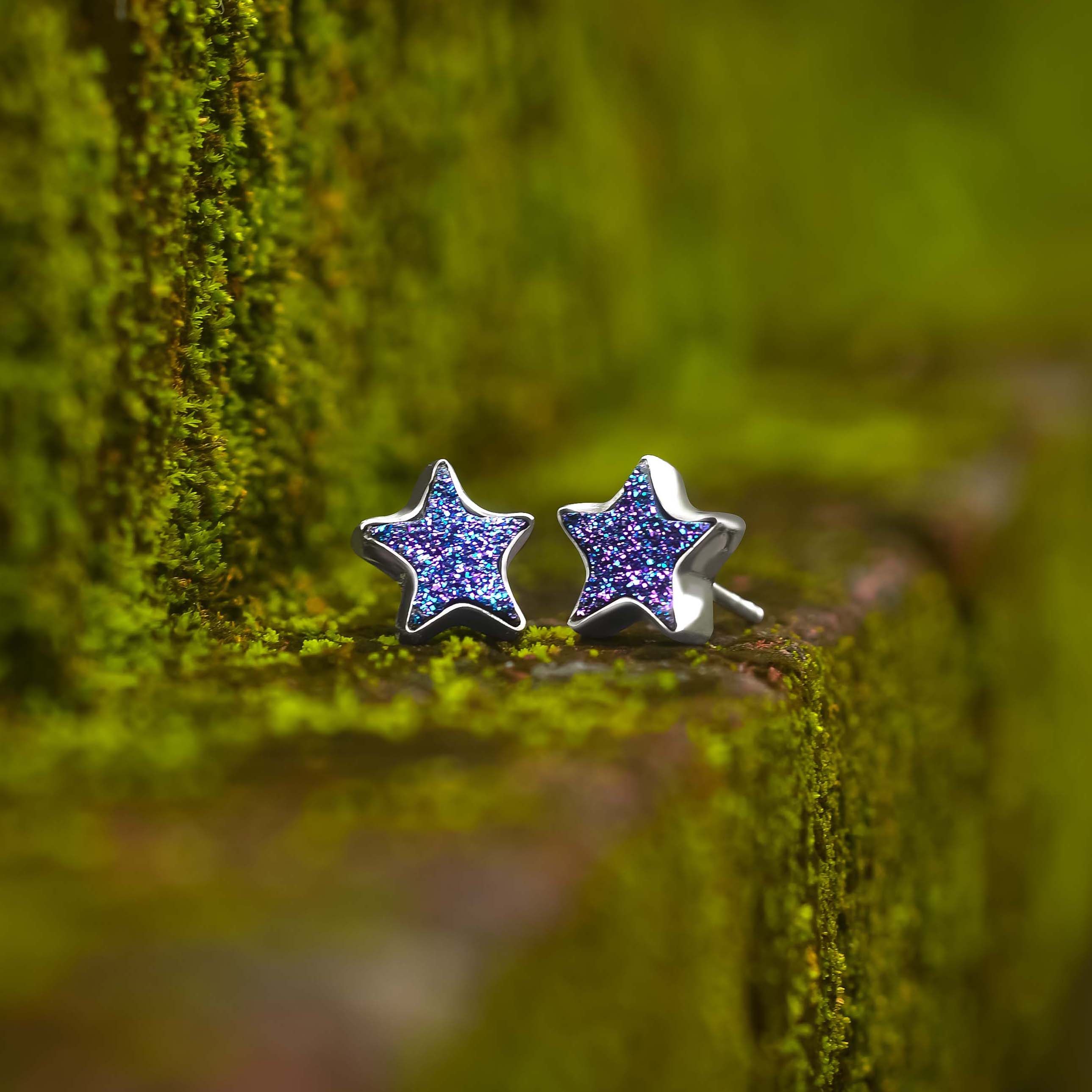 Starborn Drusy Star Ohrstecker aus Sterlingsilber 