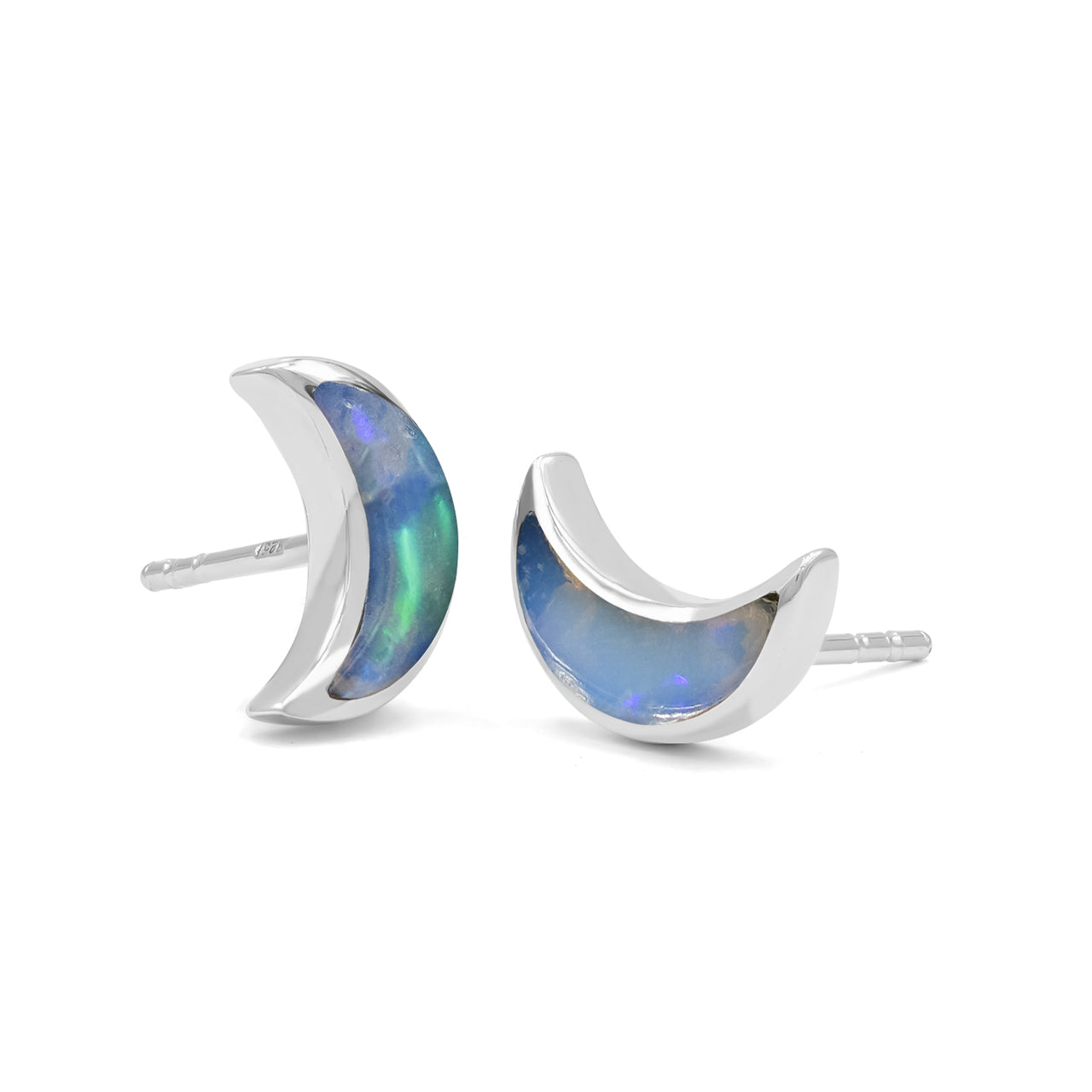 Starborn Crescent Moon Post Style Earrings in Sterling Silver