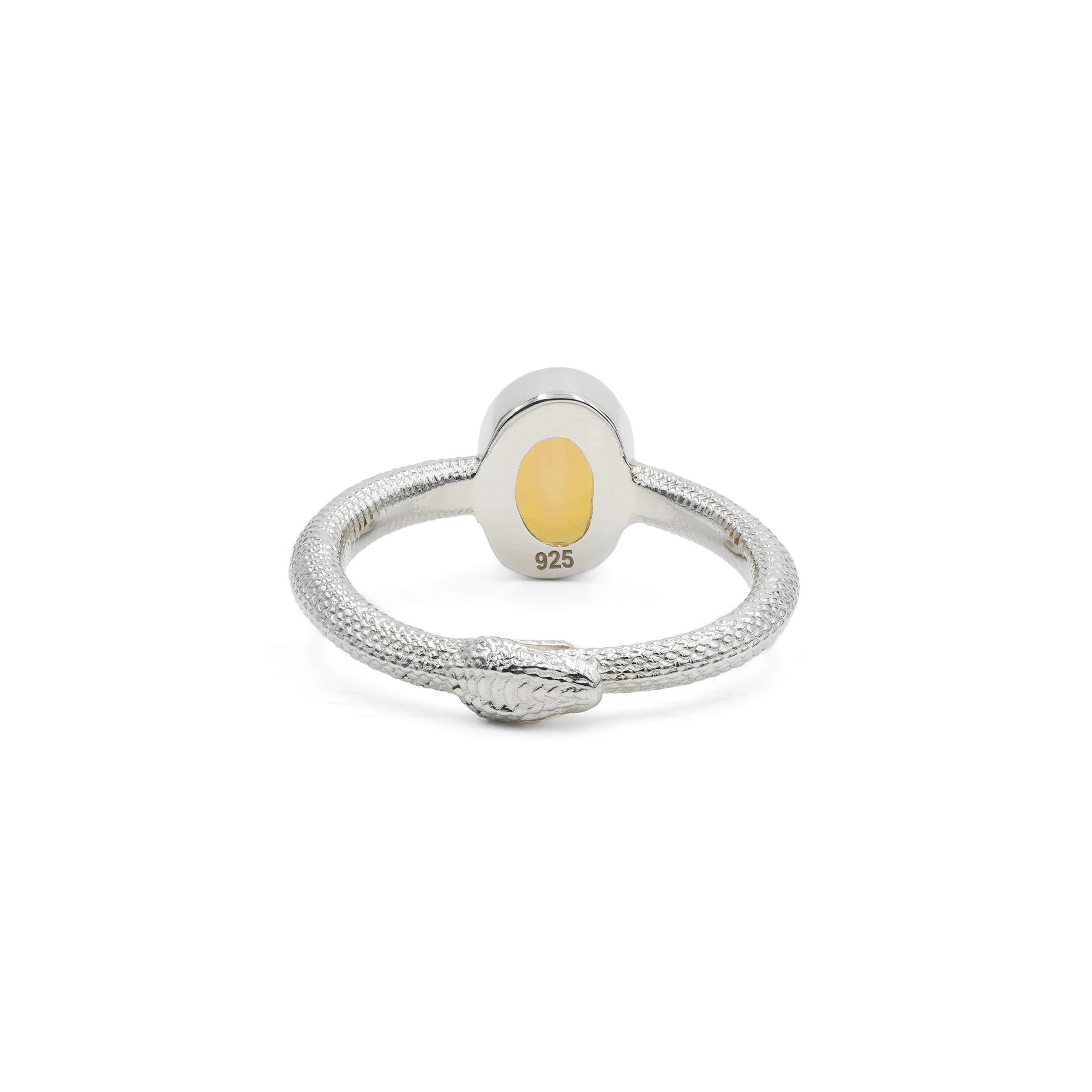 Starborn Ouroboros Ring with Faceted Natural Ethiopian Opal in Sterling Silver