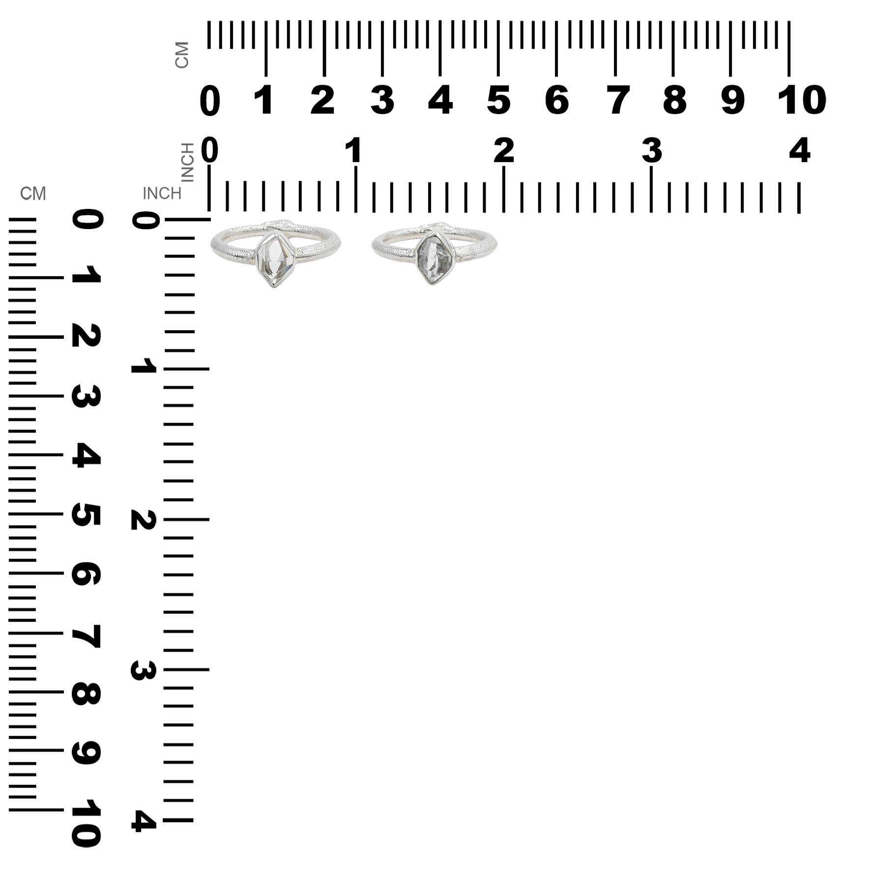 Starborn Ouroboros Ring with Faceted Herkimer Diamond Quartz Crystal in Sterling Silver