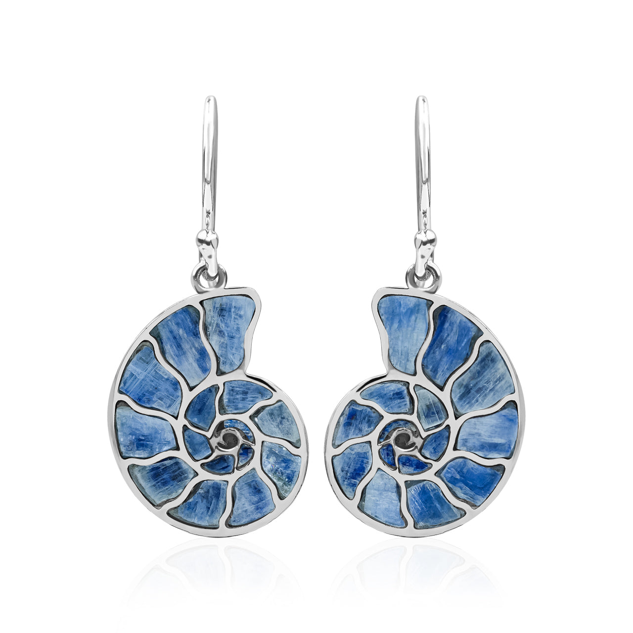 Starborn Nautilus Ammonite with Gemstones Inlay Earring in Sterling Silver - Small