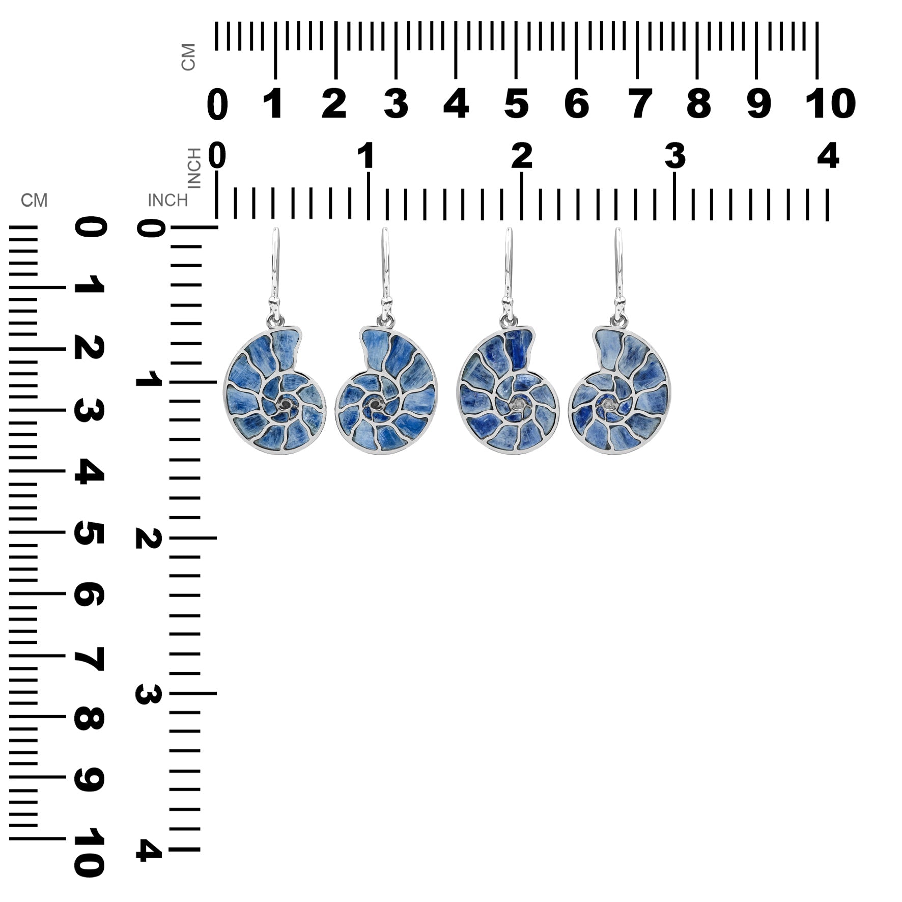 Starborn Nautilus Ammonite with Gemstones Inlay Earring in Sterling Silver - Small