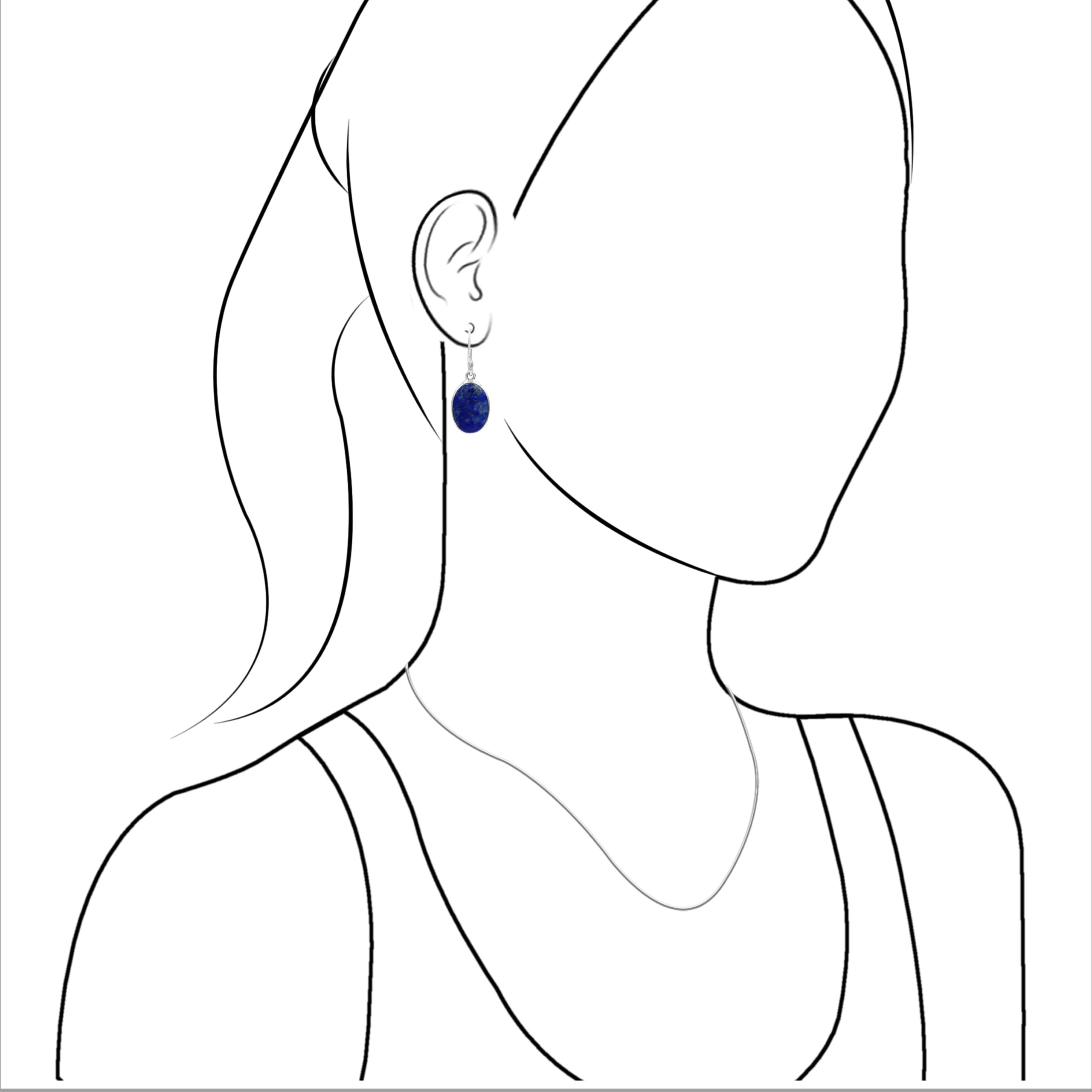 oval lapis drop earring