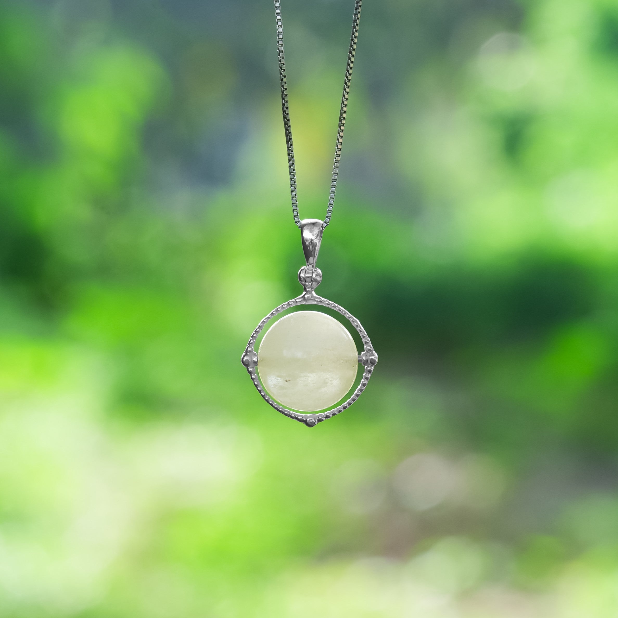 Starborn Gemstone Spinning Tactile Sphere Pendant in Sterling Silver