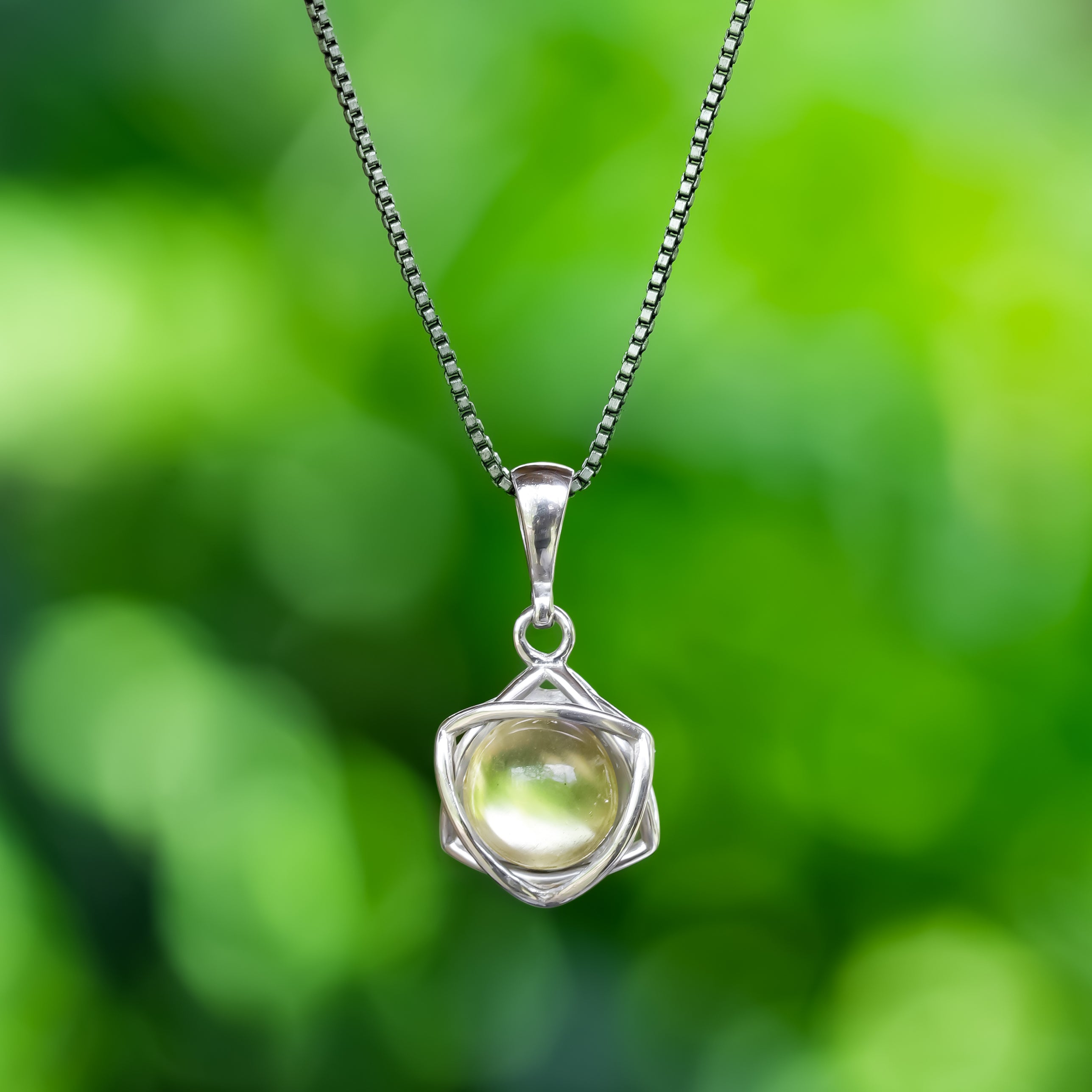 Starborn Gemstone Sphere 6-Point Star Pendant in Sterling Silver
