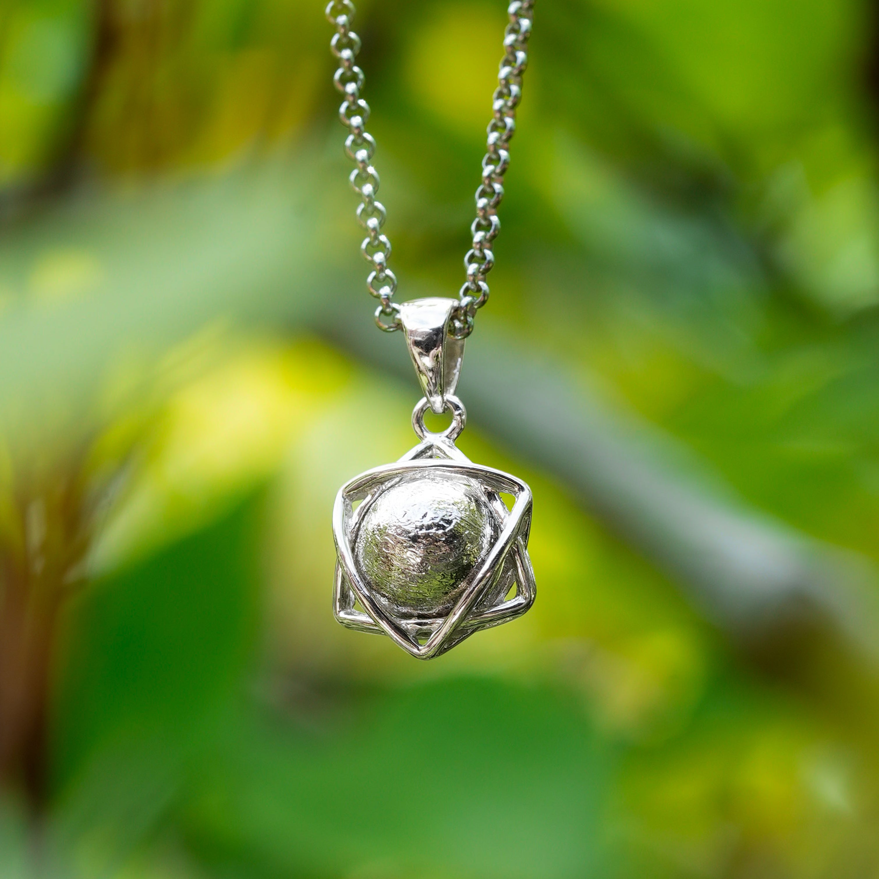 Starborn Muonionalusta Meteorite Sphere Sterling Silver Star Pendant
