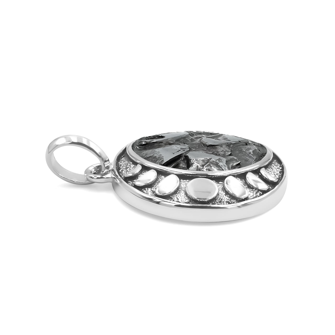 Starborn Campo Del Cielo Meteorite Moon Phase Pendant in Sterling Silver